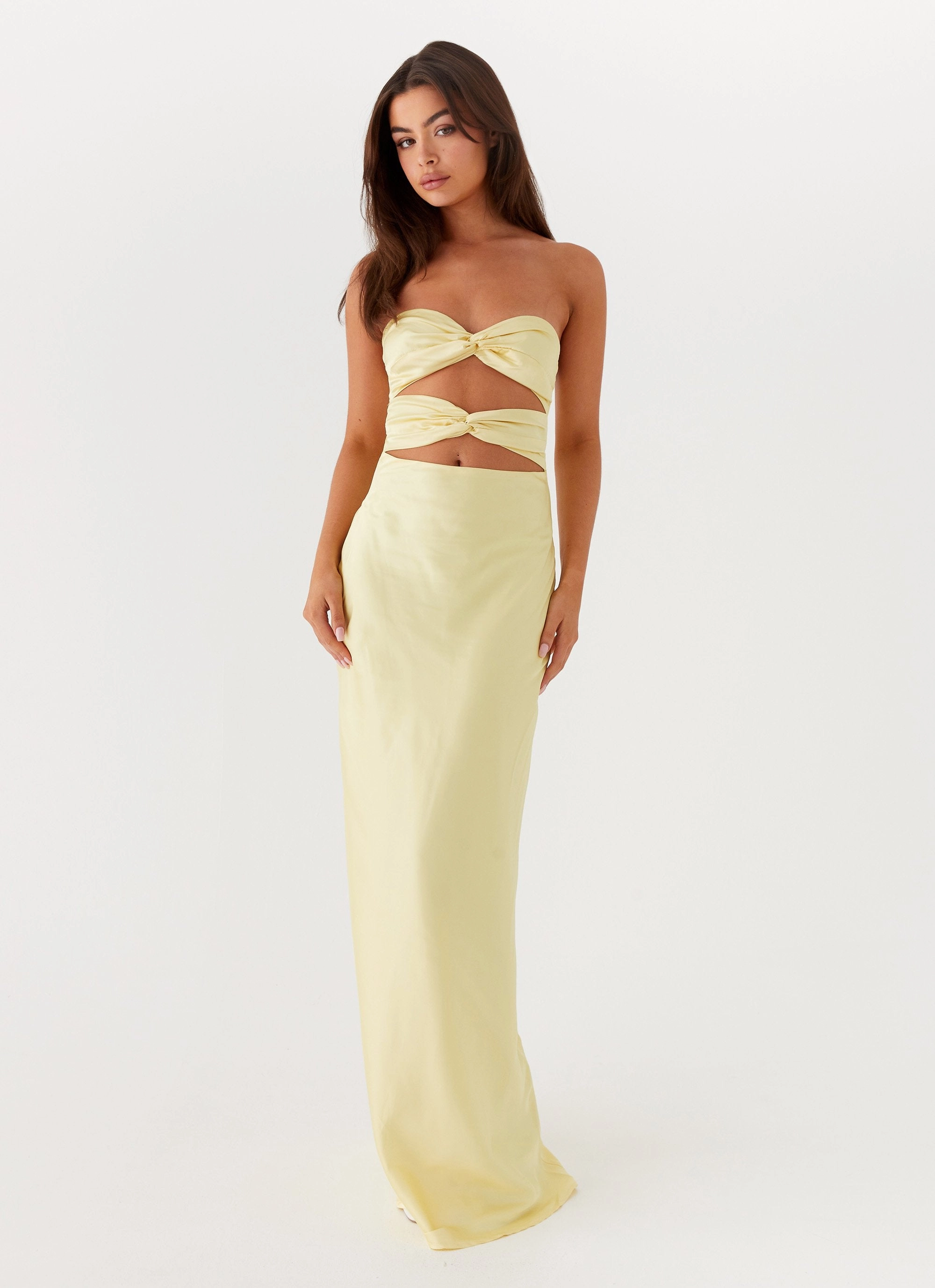 Tianna Strapless Maxi Dress - Yellow Chill Vibes