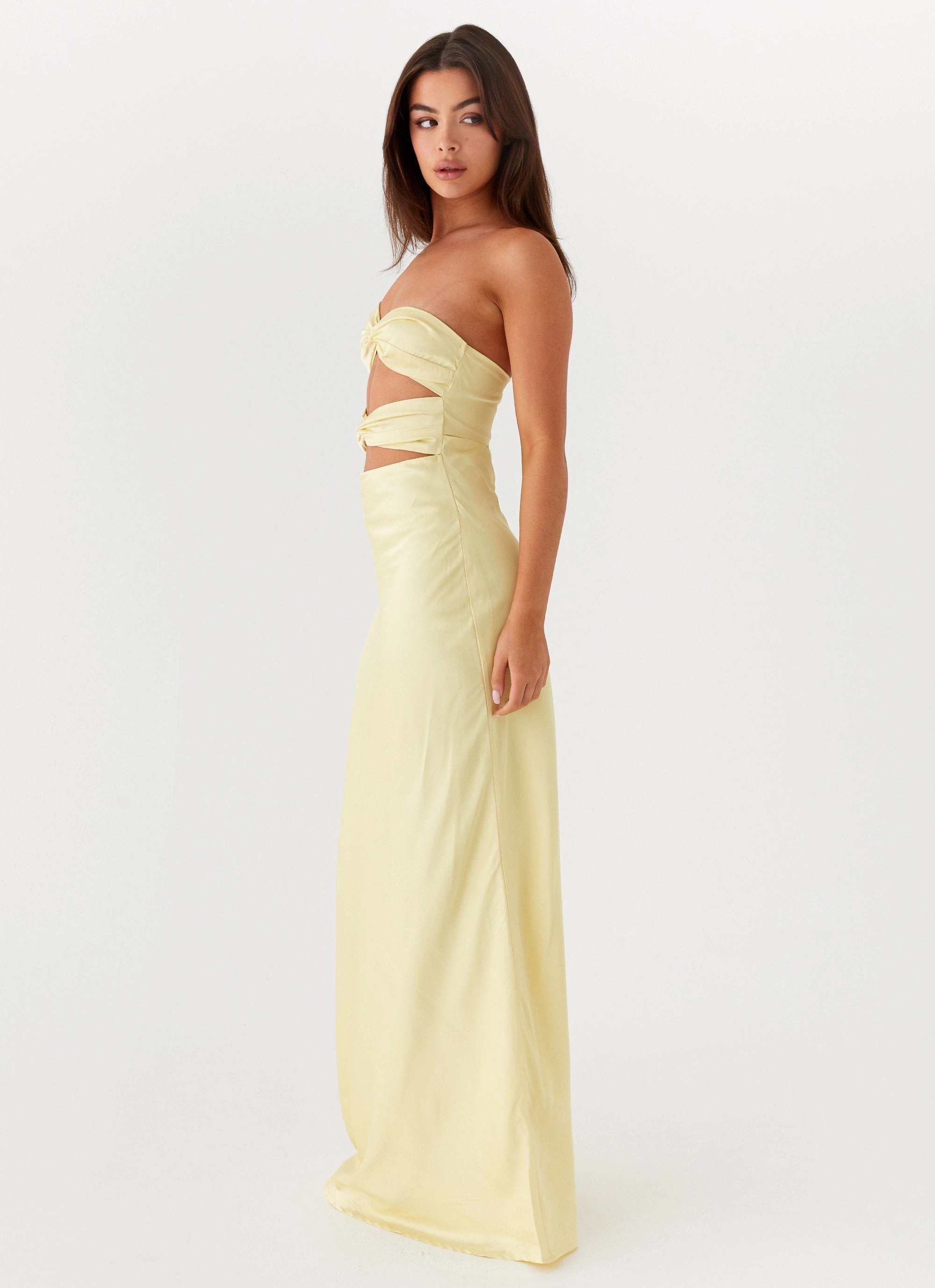 Tianna Strapless Maxi Dress - Yellow Flowy summer gown