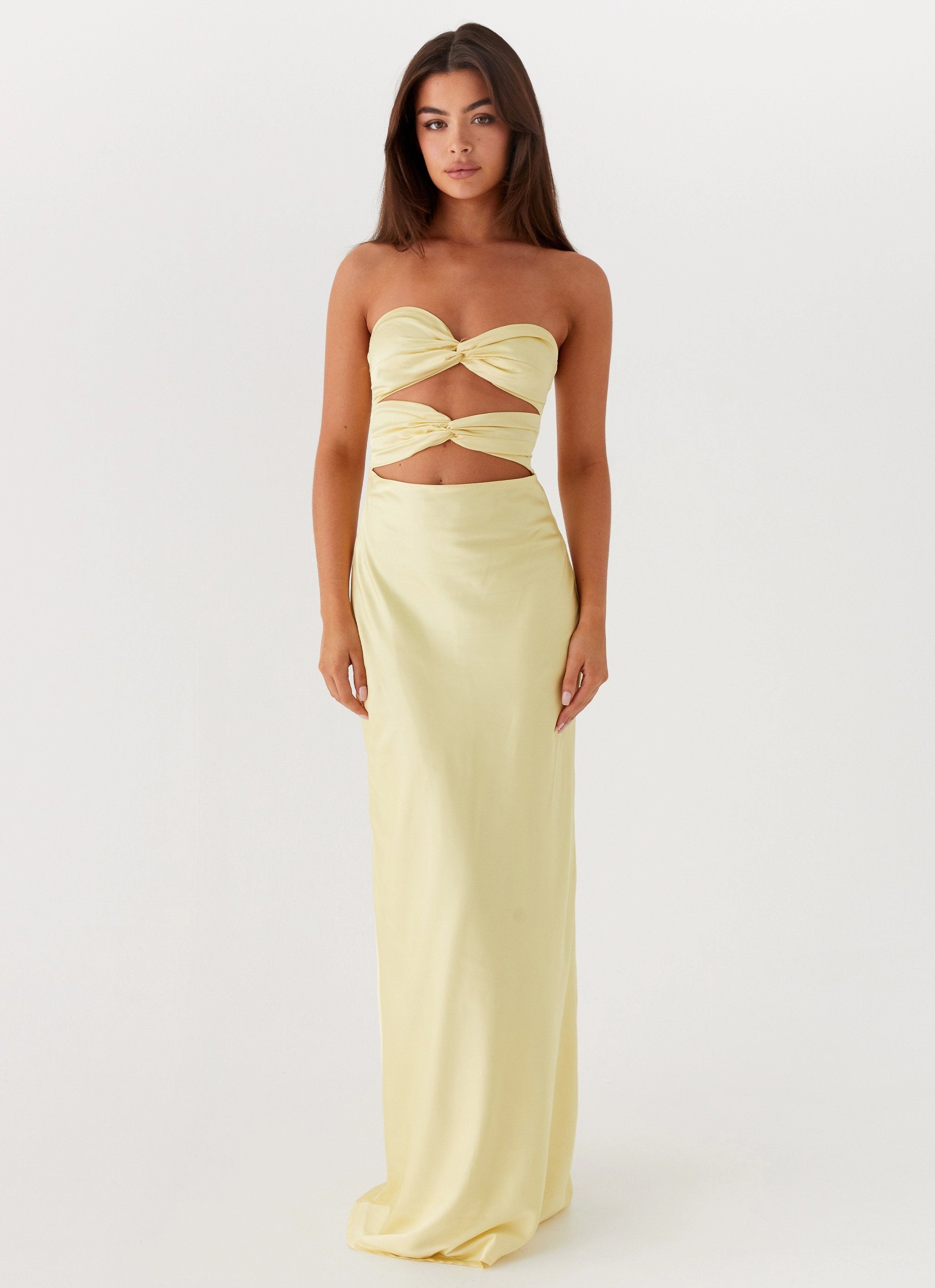 Fashion-Forward Fit Soft Outfit Tianna Strapless Maxi Dress - Yellow