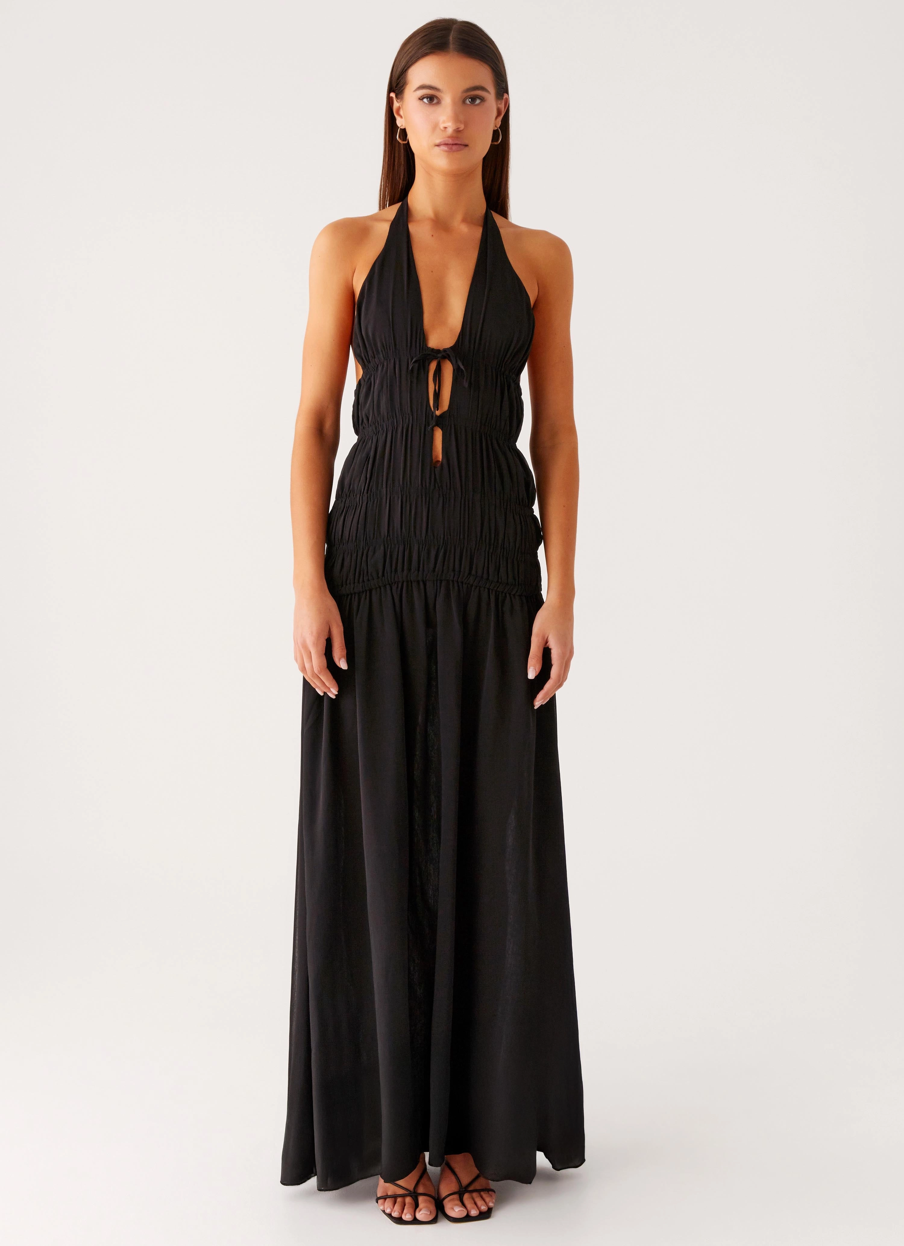 Casual Must-Have Dione Halter Maxi Dress - Black