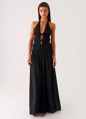 Fitted Style Dione Halter Maxi Dress - Black