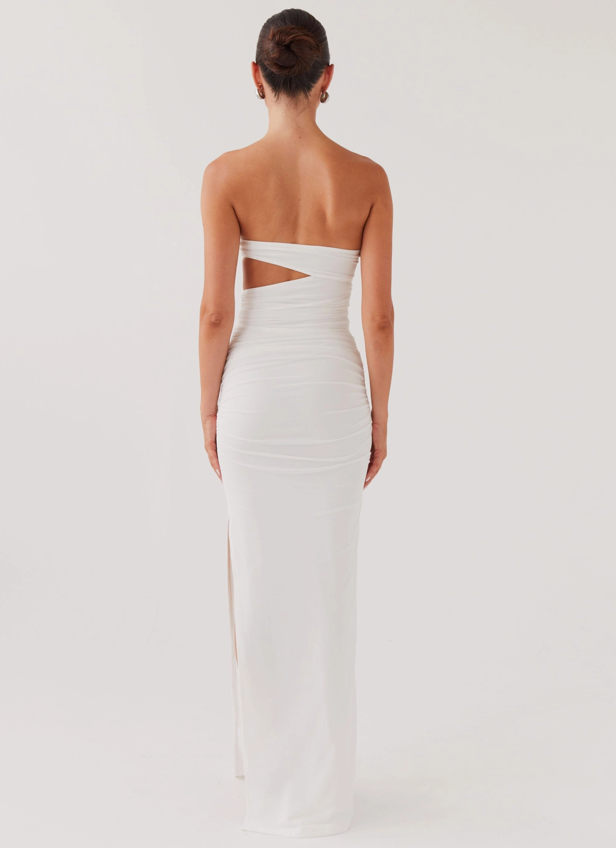 Into Pieces Mesh Maxi Dress - White Simple Bow Glam Touch