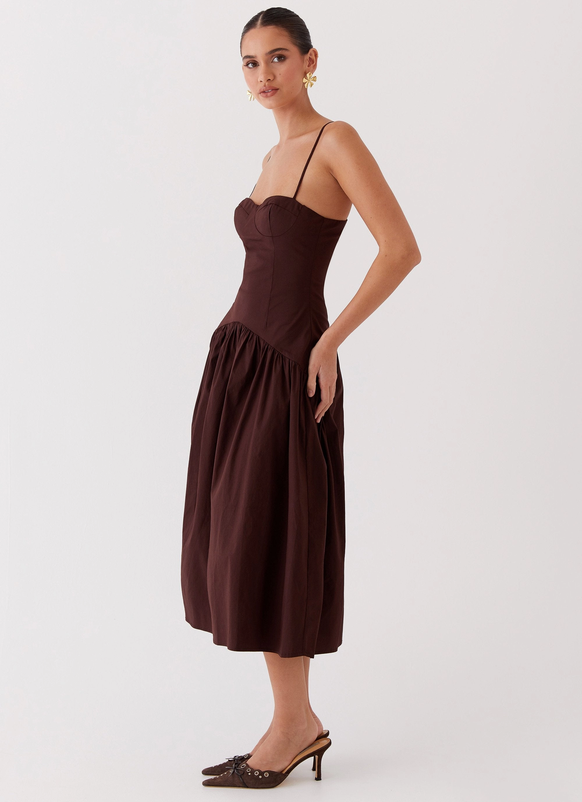 Yvette Corset Midi Dress - Chocolate Natural Form