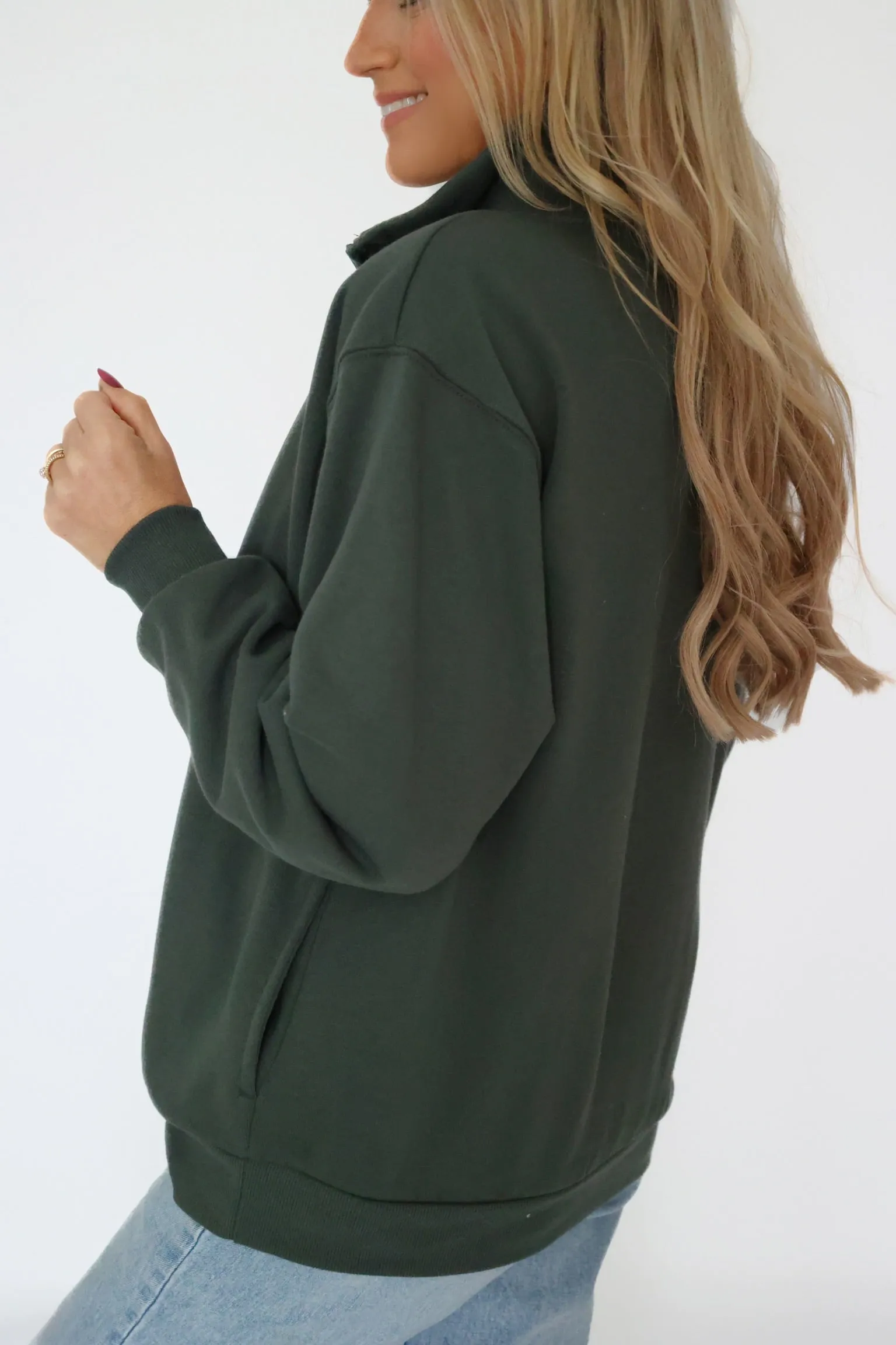 AntiSnagYarnProcessing Active Pocket Sweatshirt- Green