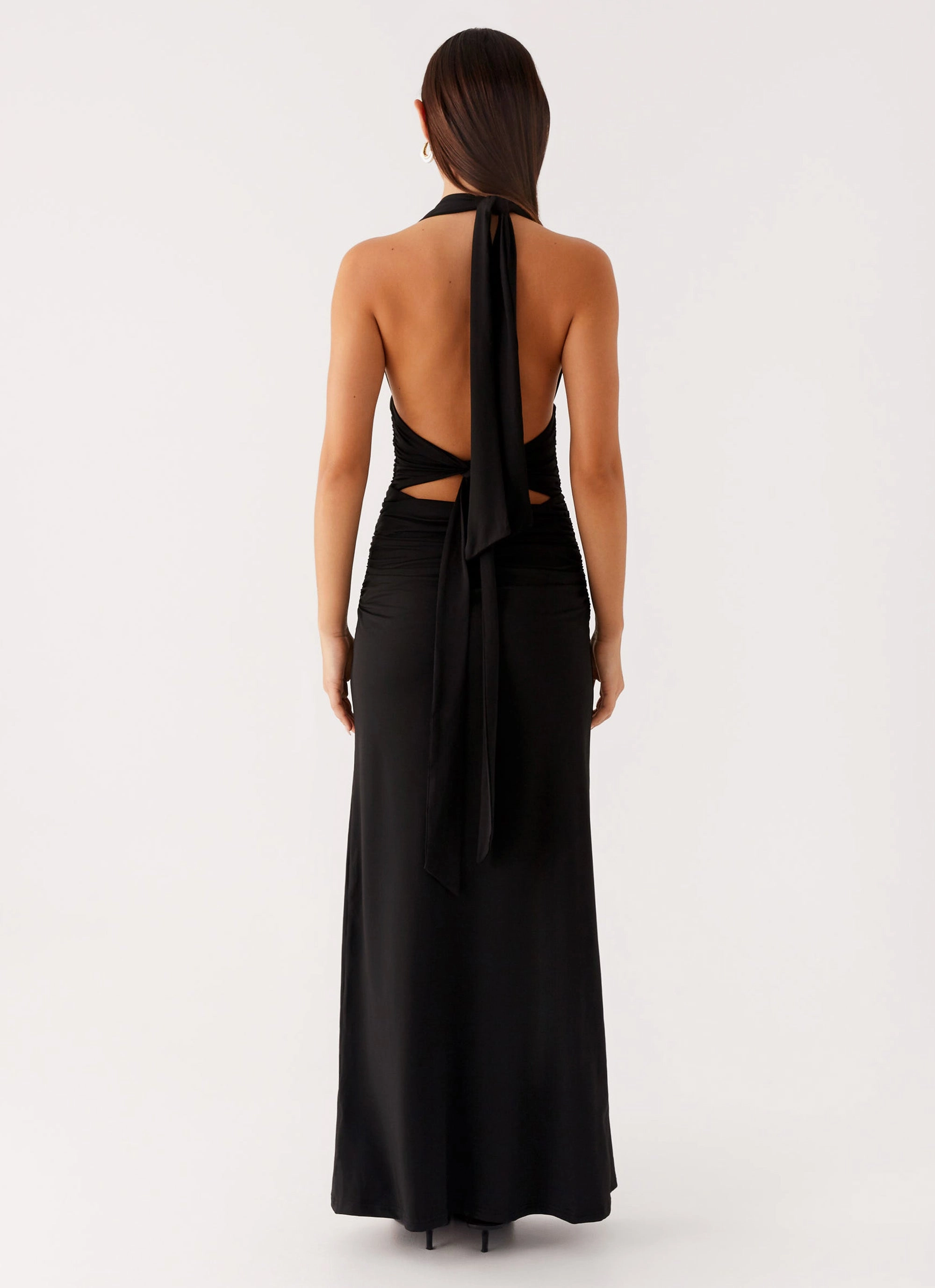 Refined Aesthetic Adalie Halter Neck Midi Dress - Black