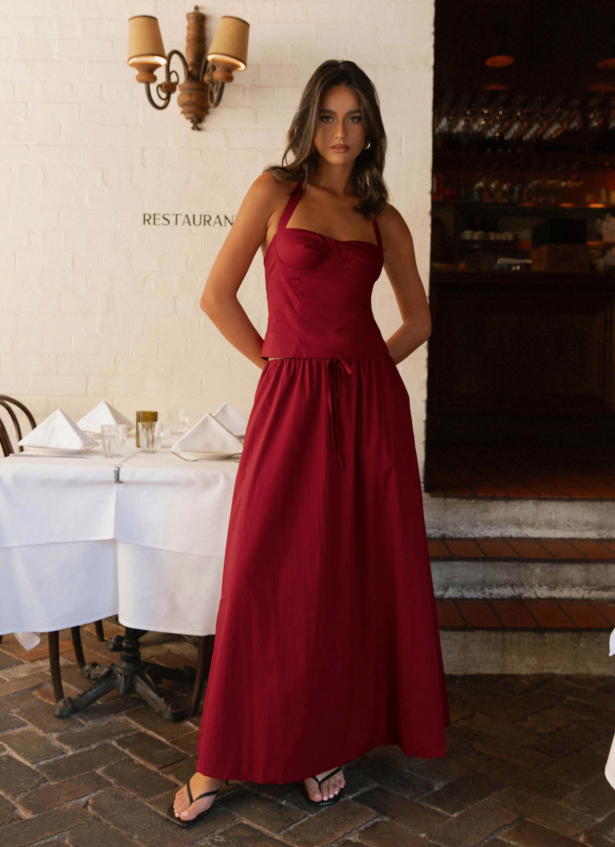 Basic Wardrobe OdorResistant Cheryl Bustier Halter Top - Cherry Red