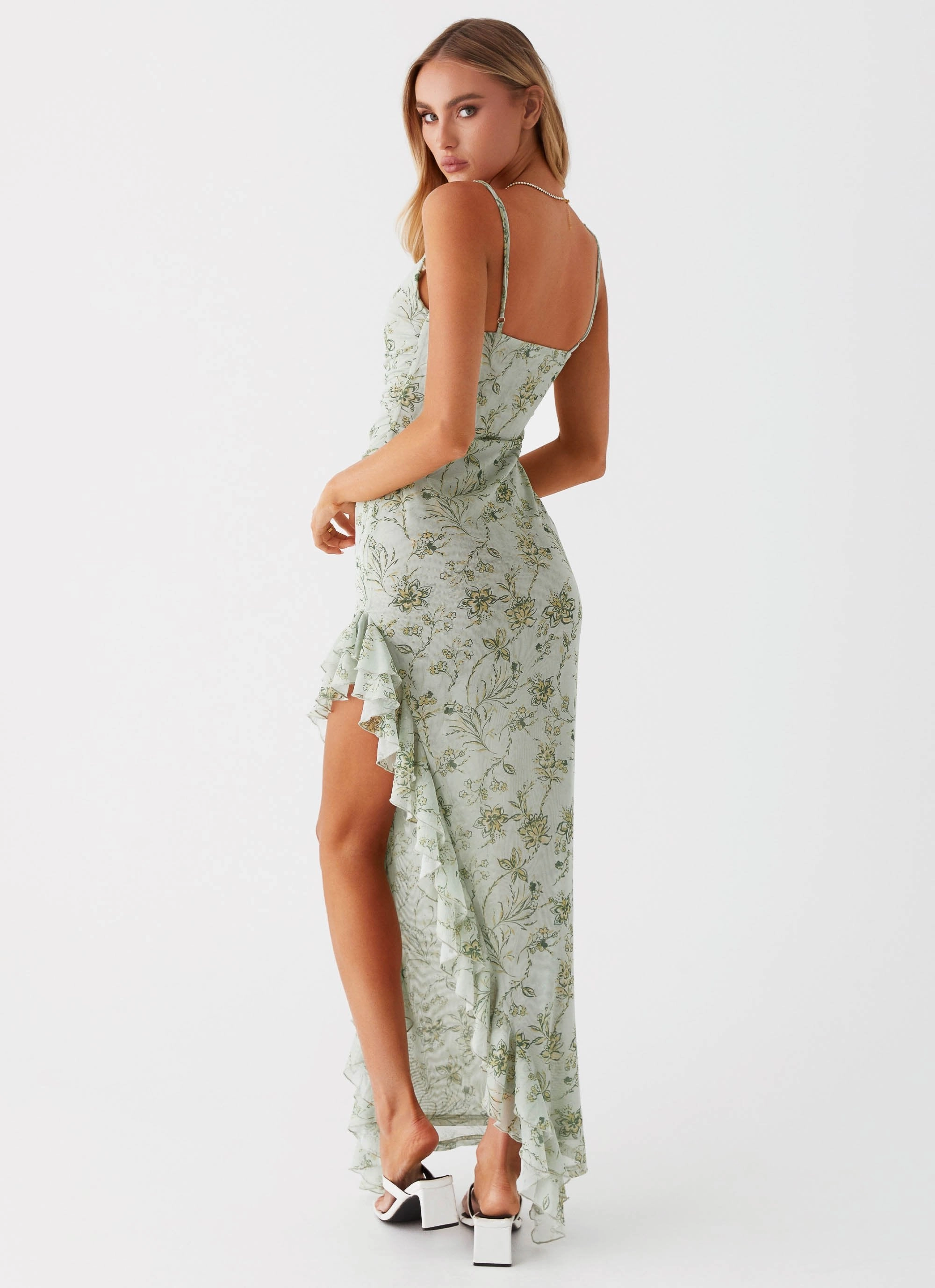 London Edge Princessa Maxi Dress - Sage Floral