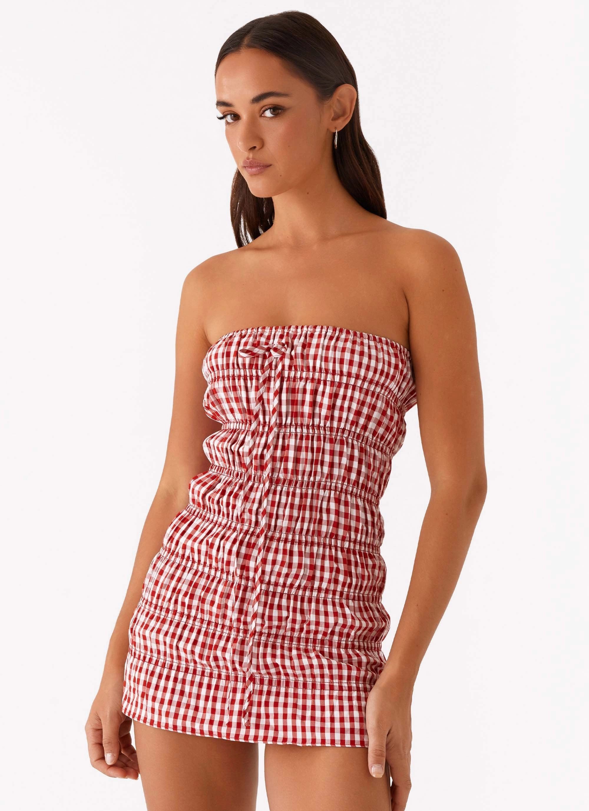 Adele Mini Dress - Red Gingham Family Warm Seasonal piece