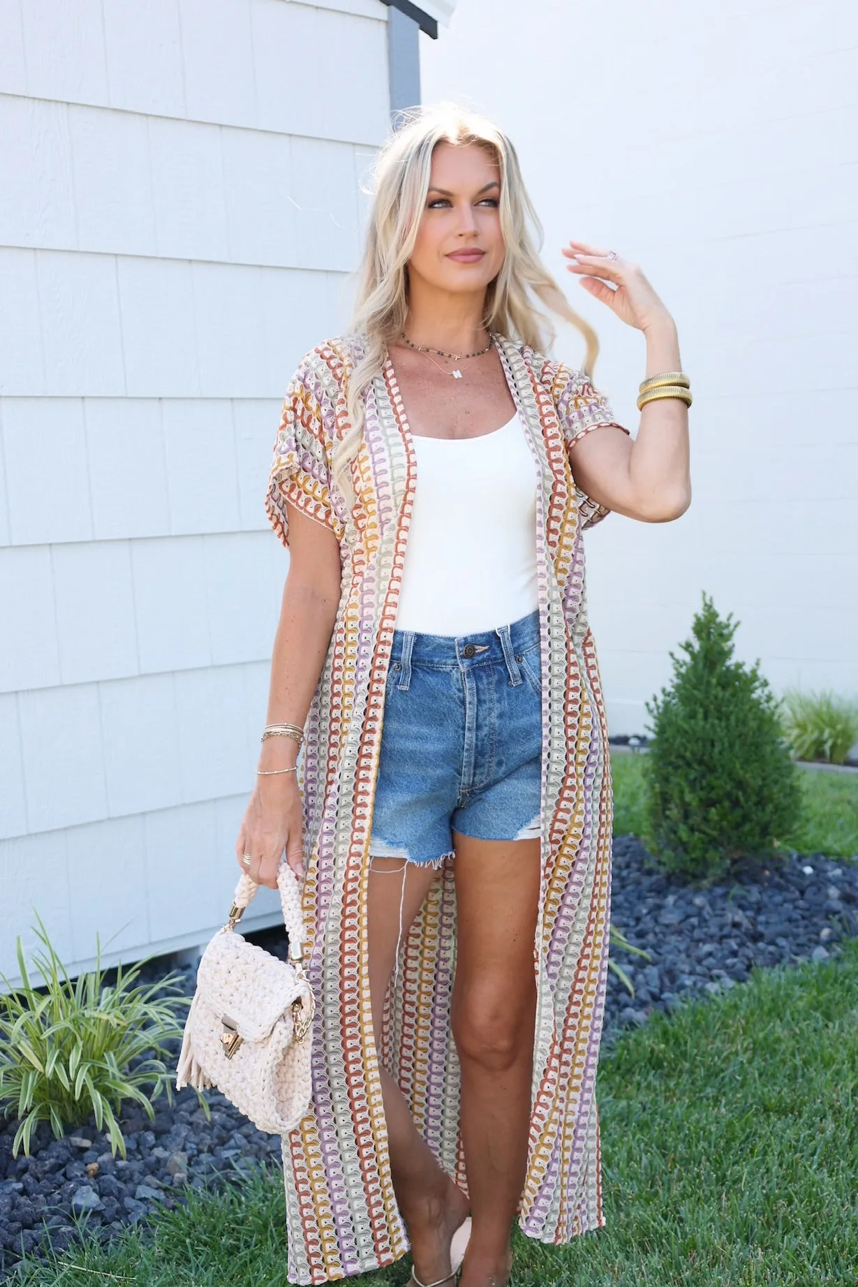 Flexible Knit Fabric Gilded Sky Kimono