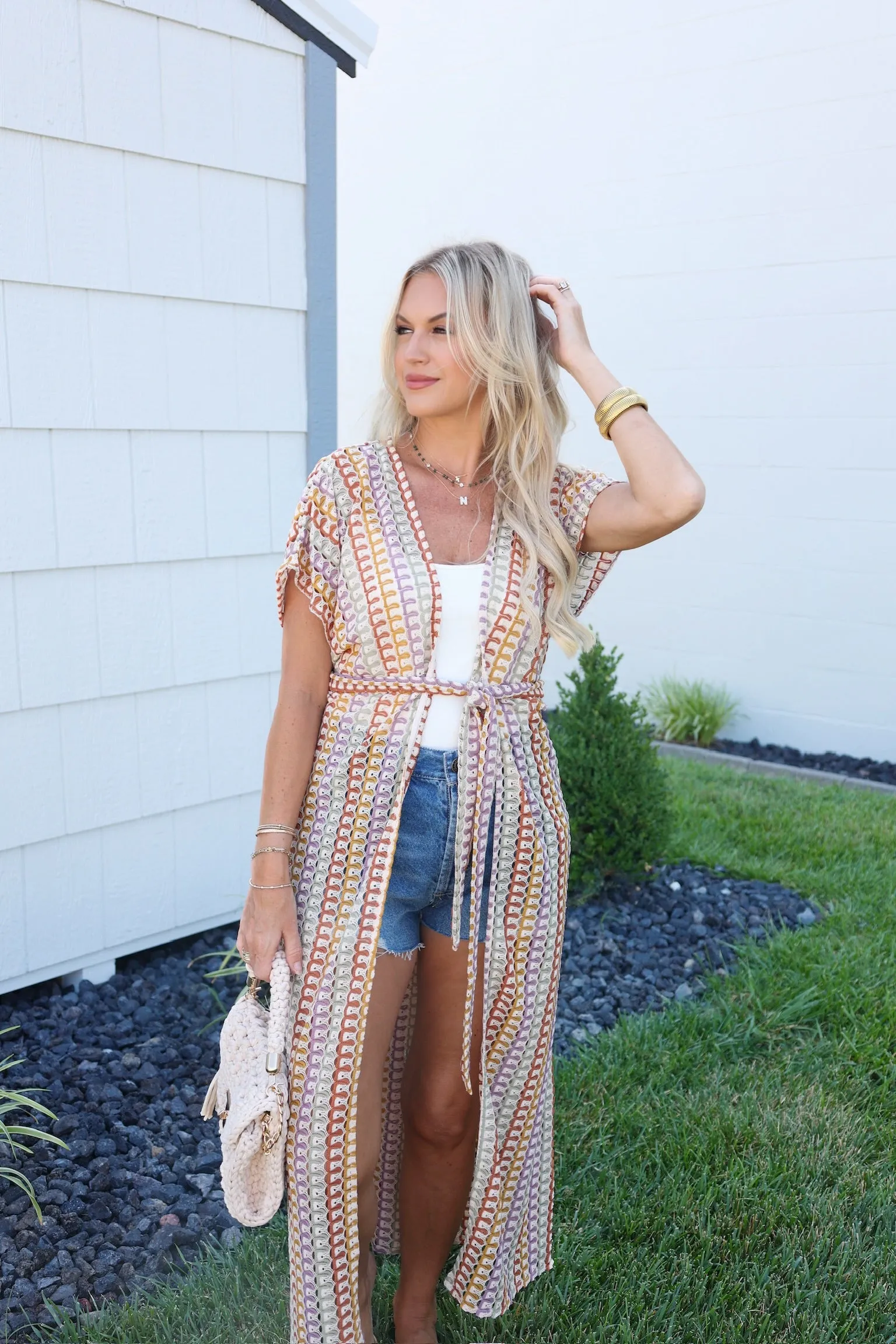 CompressionResistant Quilted Interior Gilded Sky Kimono