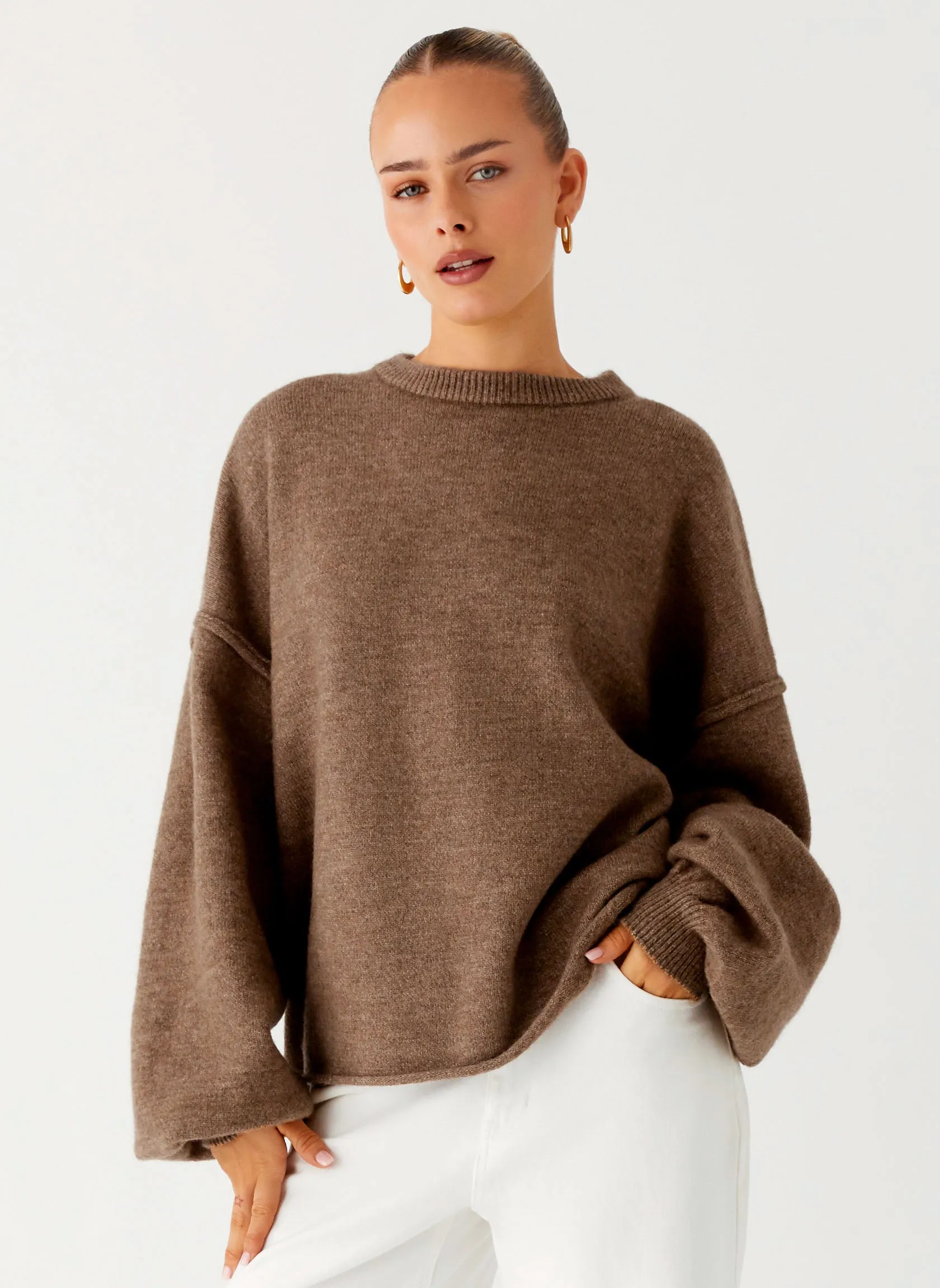 Jack Oversized Knit Sweater - Tan Marle Relaxed Tank Odor Resistant Treatment
