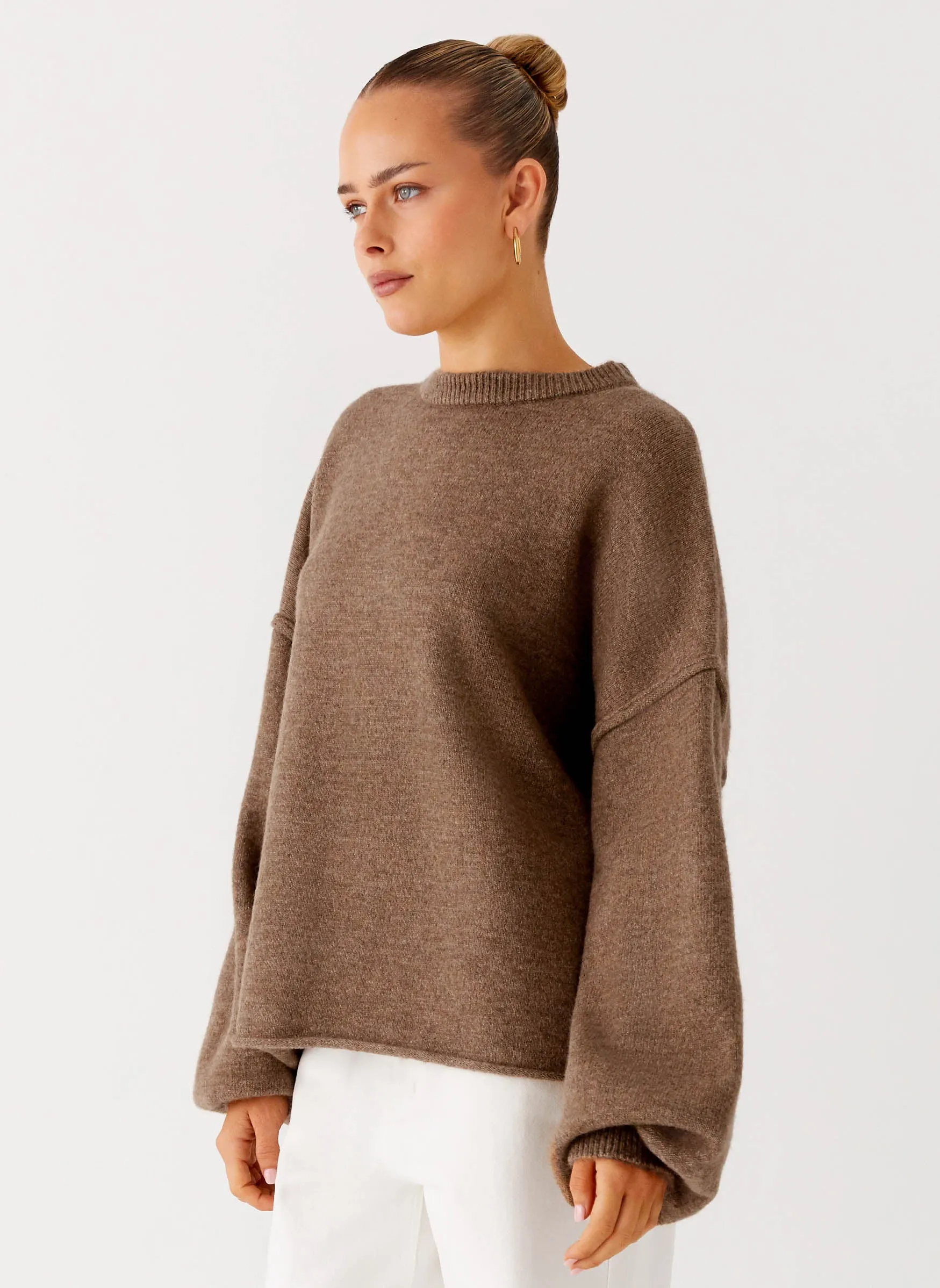 EcoFriendly Dye Process Jack Oversized Knit Sweater - Tan Marle