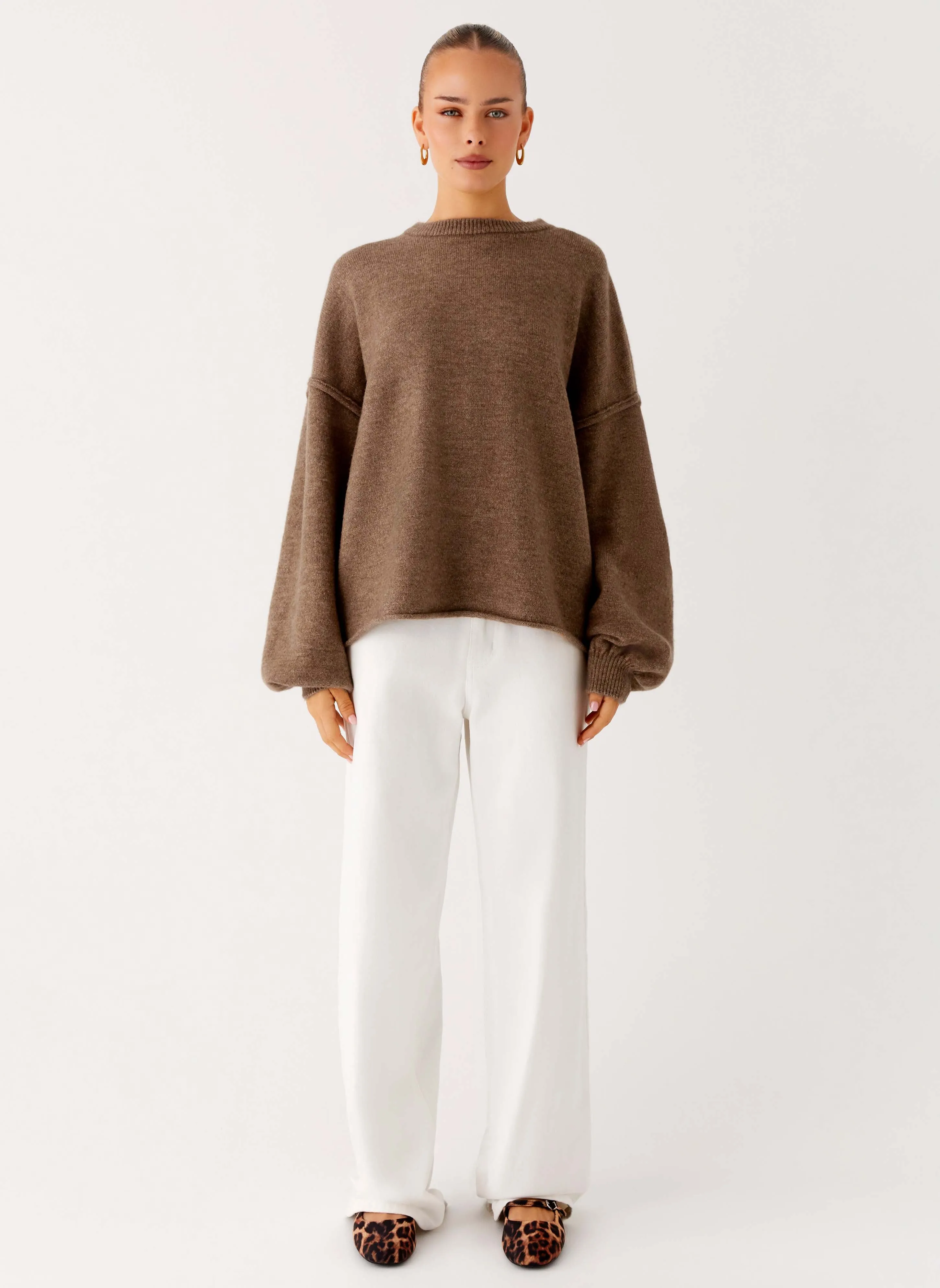 EcoFriendlyMaterial EasyClean Jack Oversized Knit Sweater - Tan Marle