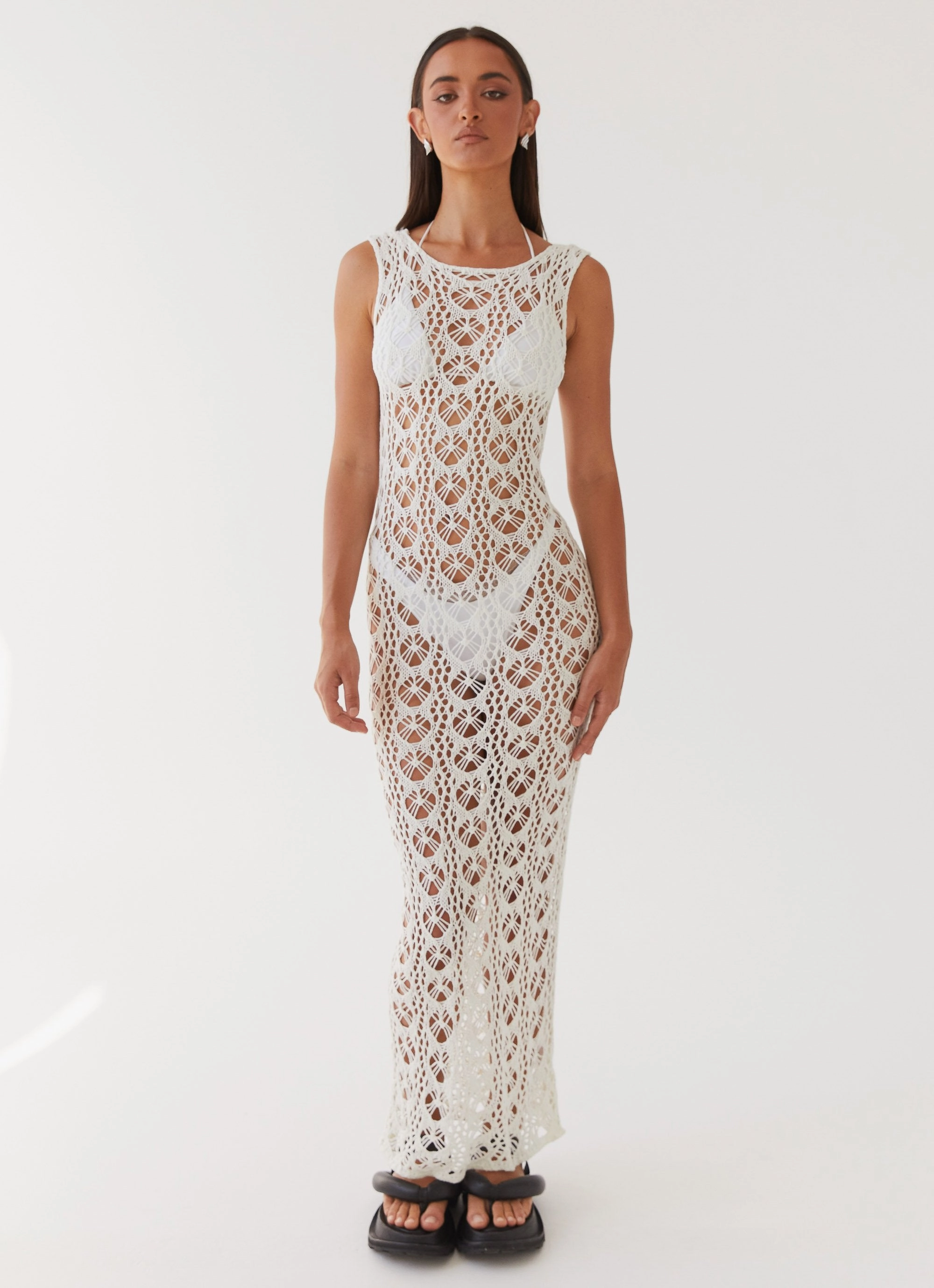 Tarlisa Crochet Maxi Dress - Cream Special-Occasion