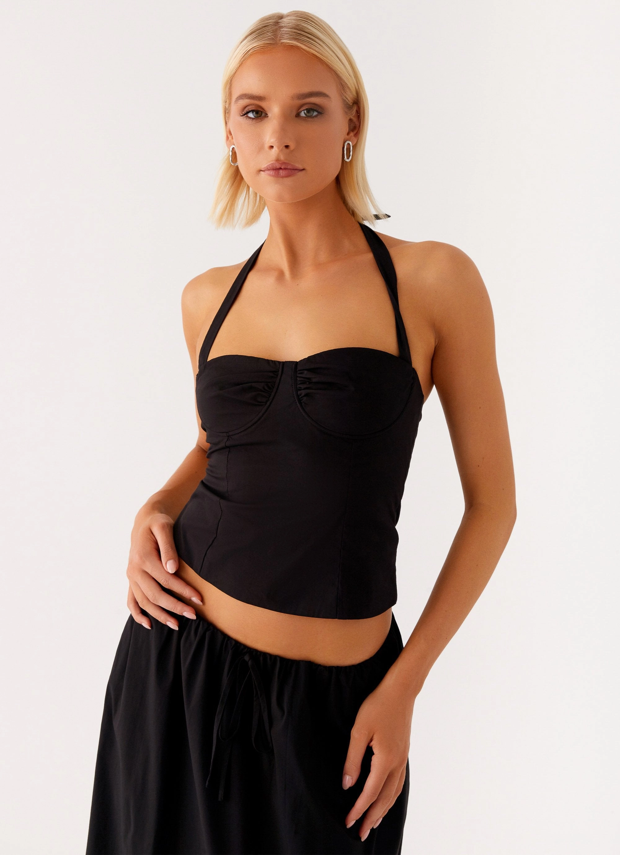 Stretch Technology Cheryl Bustier Halter Top - Black