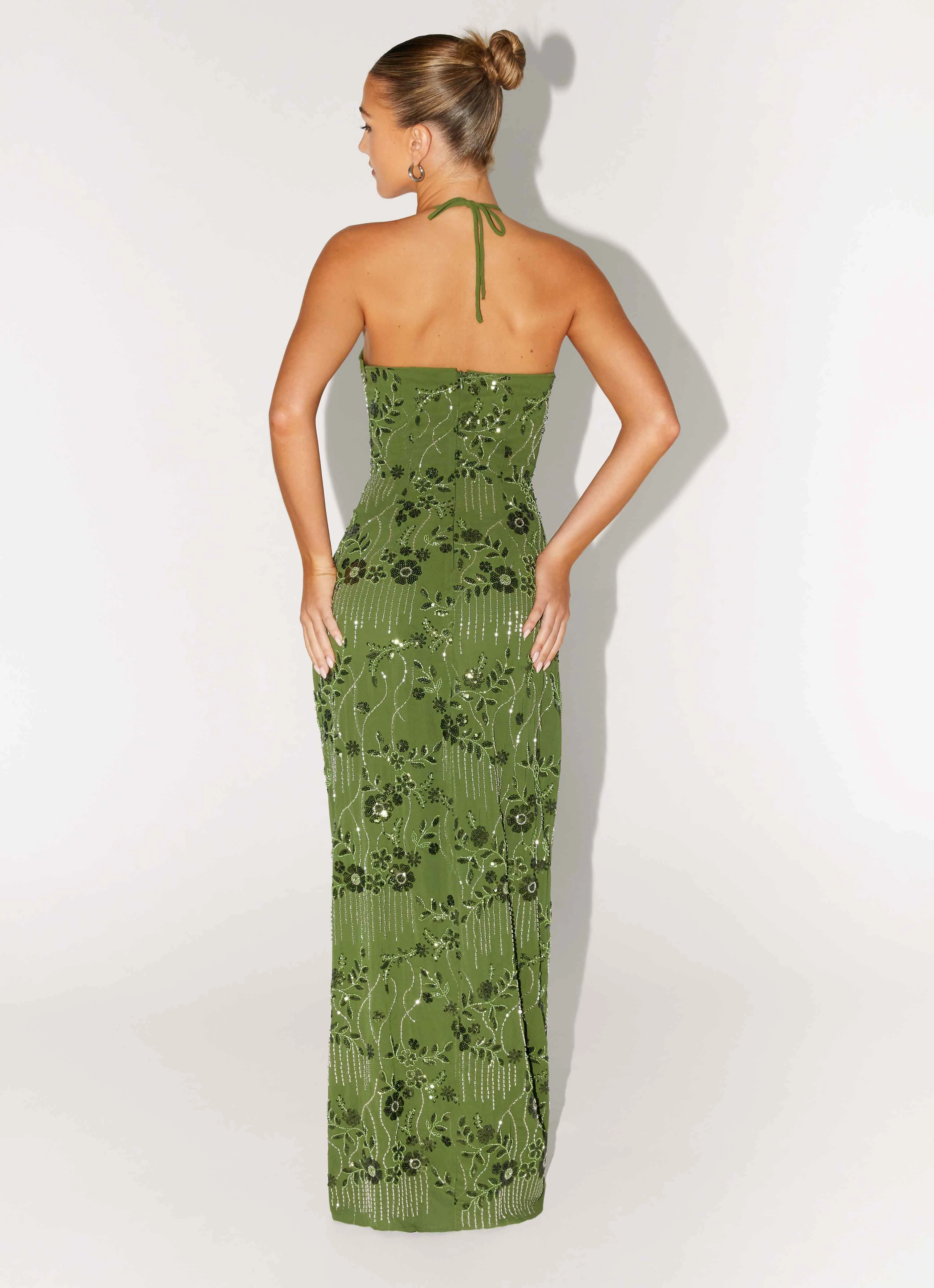 Phoenicia Beaded Maxi Dress - Khaki Everyday Comfort