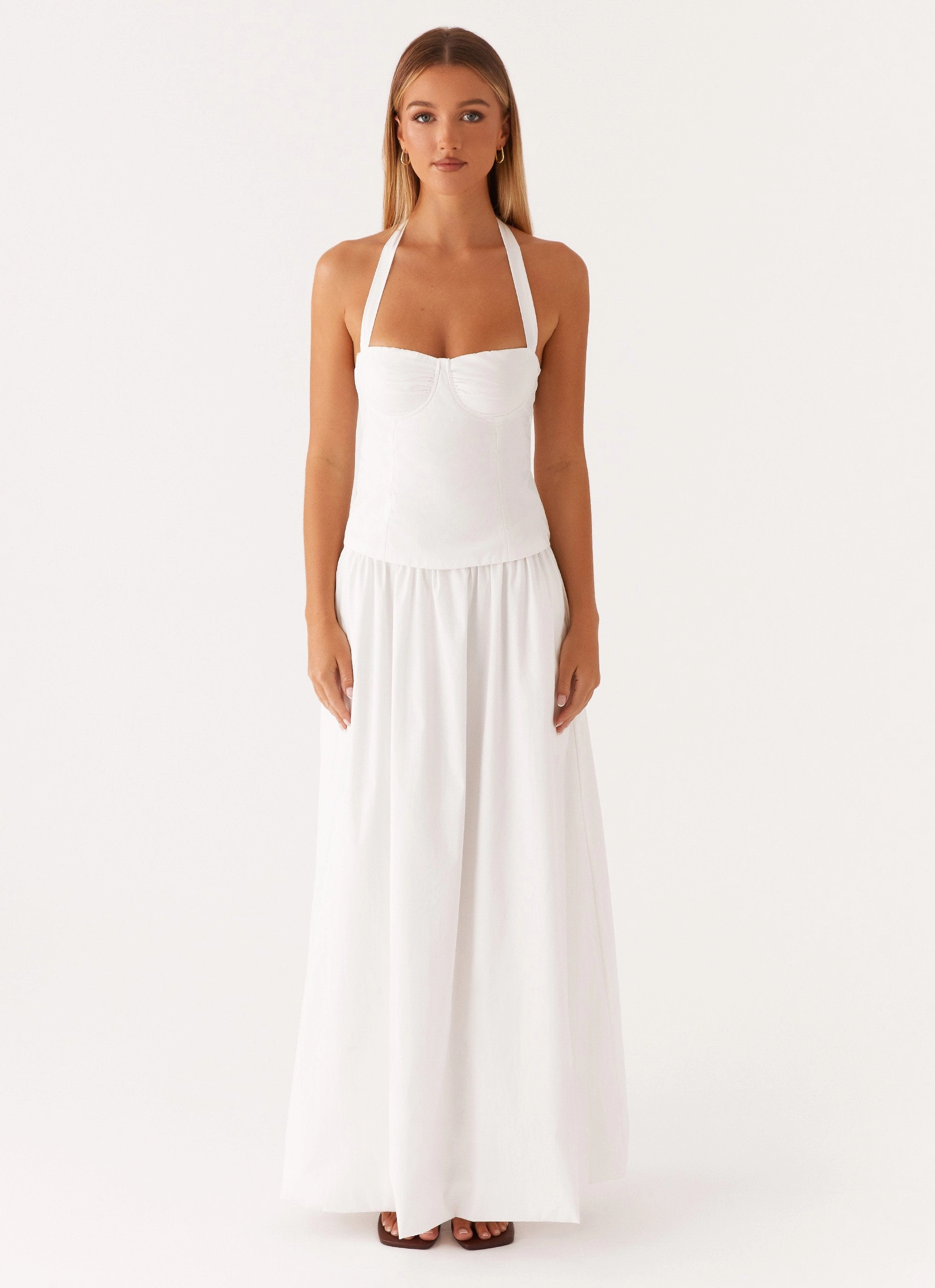 Invisible Seams Designer Label Cheryl Maxi Skirt - White