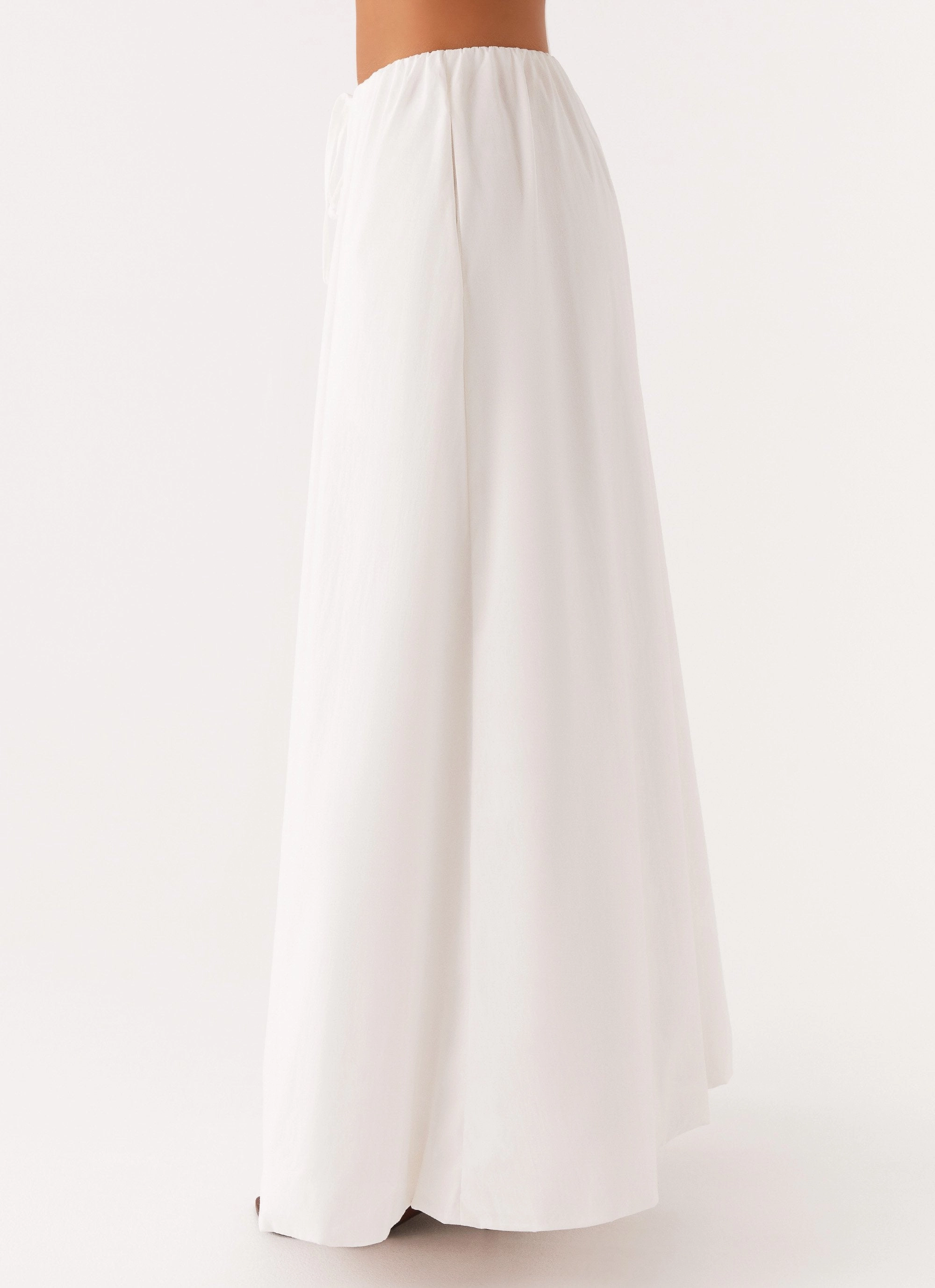 Minimalist Trim Cheryl Maxi Skirt - White