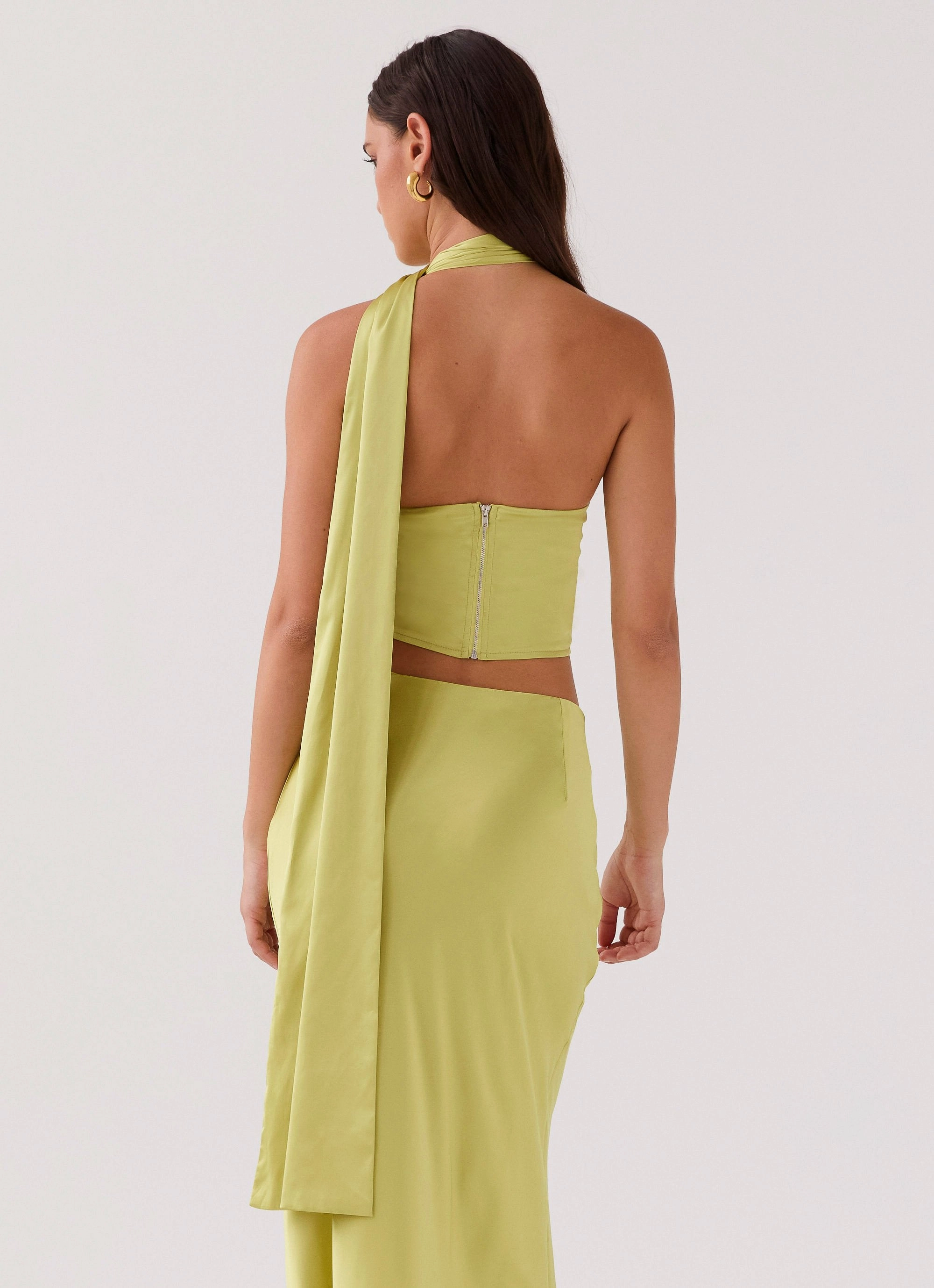 HighStretchElastic Josefina Scarf Top - Chartreuse