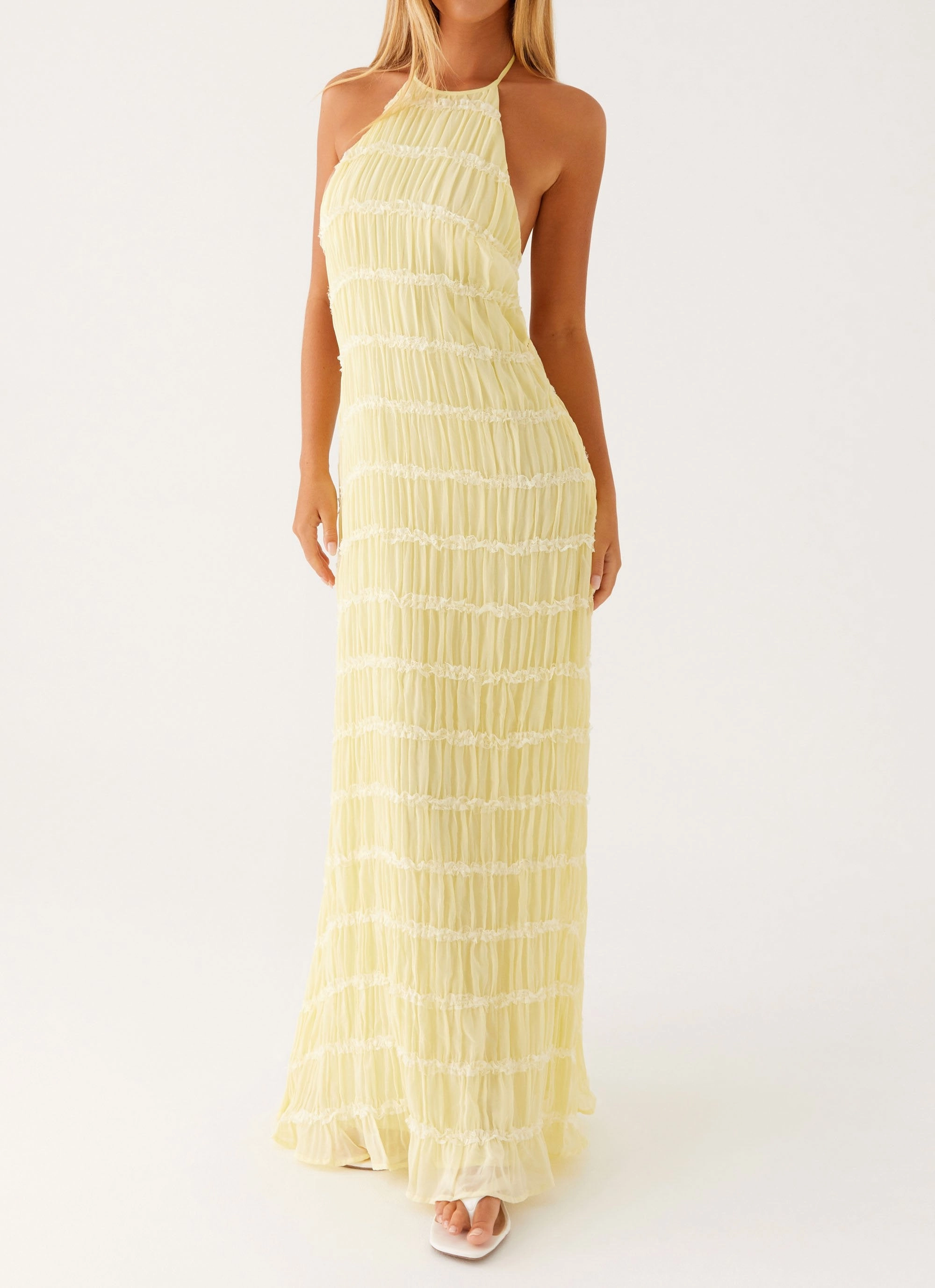 Aullie Maxi Dress - Yellow Zip Closure Comfy Fit Wear