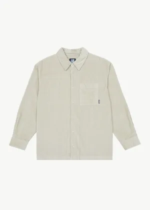 AFENDS Mens Paradise - Corduroy Long Sleeve Shirt - Dark Ecru