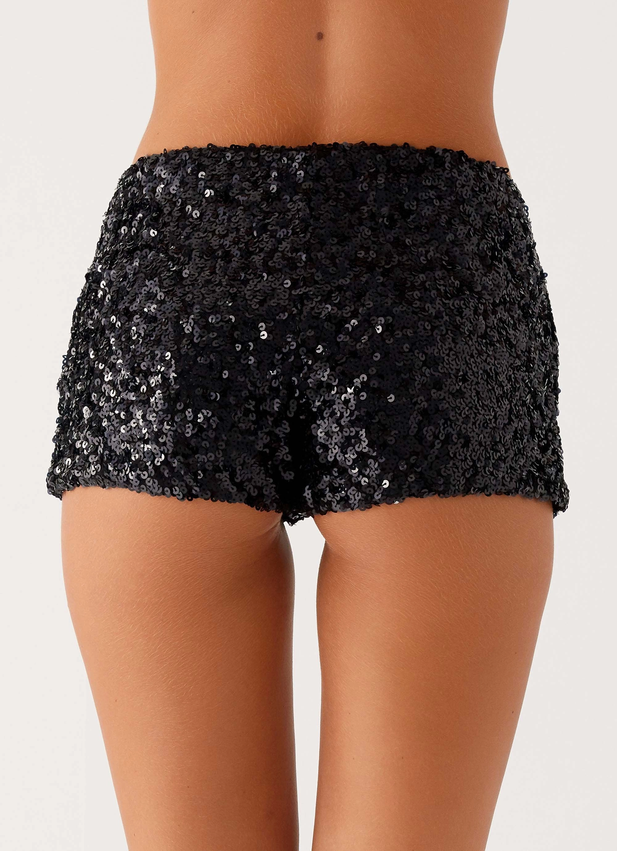 Street Ready Street Style After Midnight Low Rise Sequin Mini Shorts - Black
