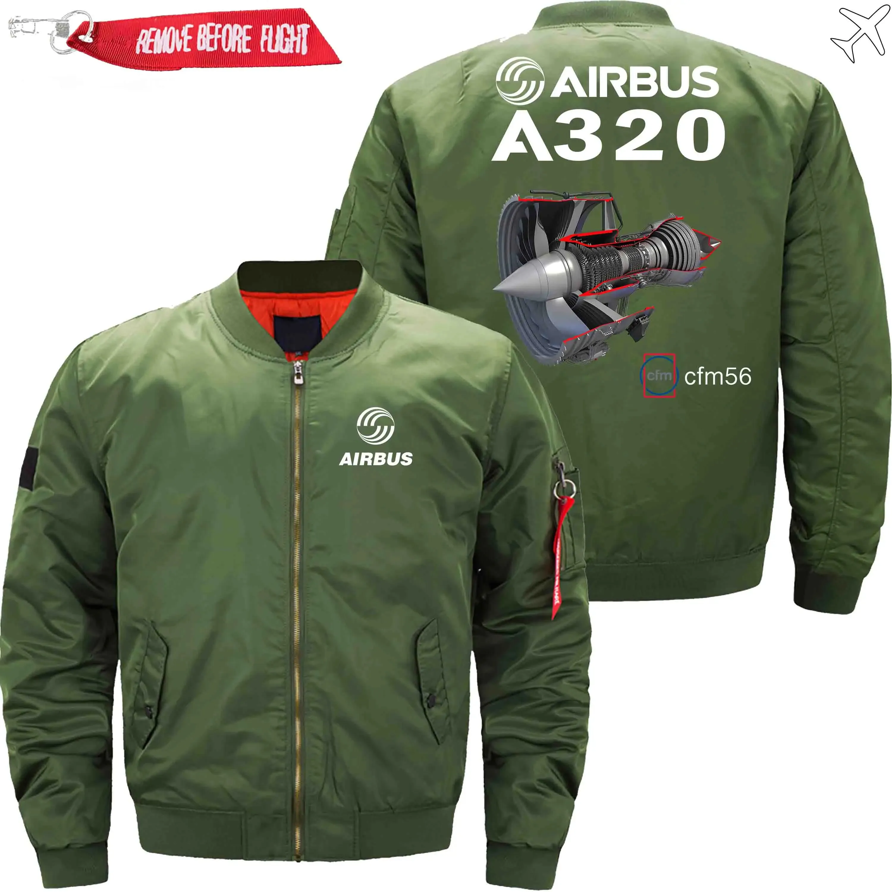 AIRBUS A320 CFM 56 TURBOFAN AIRCRAFT ENGINES BOMBER FLIGHT AVIATOR JACKET