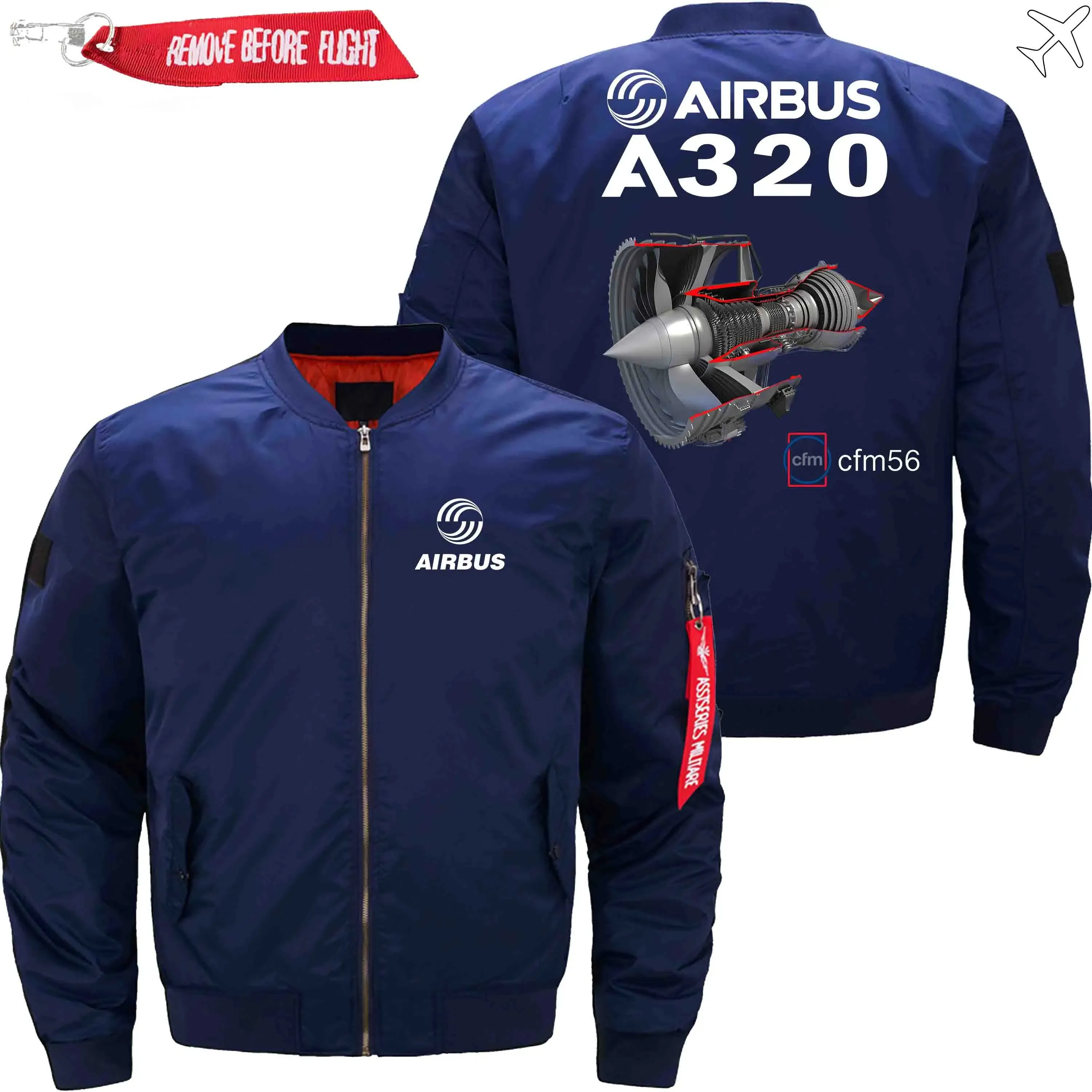 AIRBUS A320 CFM 56 TURBOFAN AIRCRAFT ENGINES BOMBER FLIGHT AVIATOR JACKET
