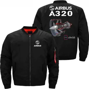 AIRBUS A320 CFM 56 TURBOFAN AIRCRAFT ENGINES BOMBER FLIGHT AVIATOR JACKET