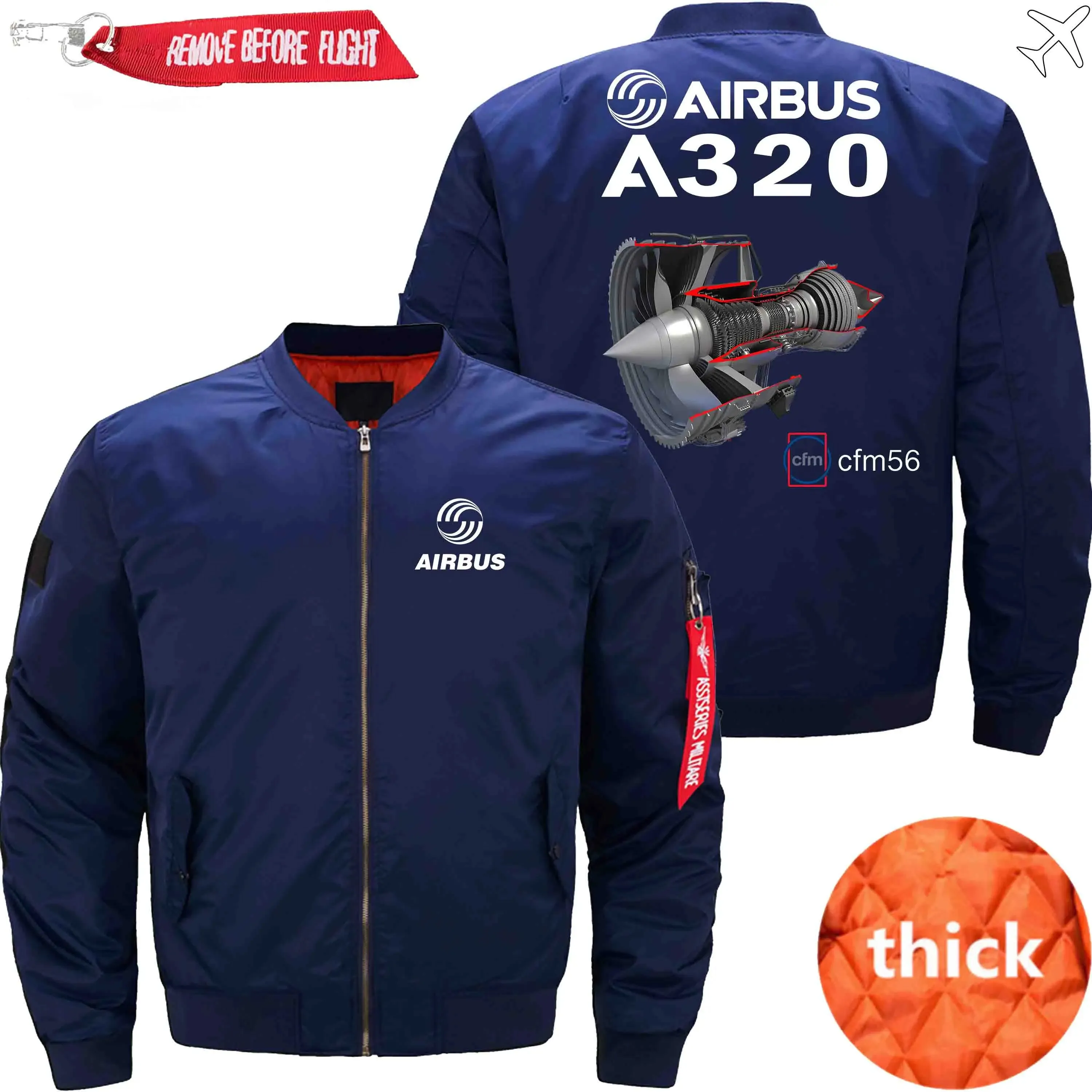 AIRBUS A320 CFM 56 TURBOFAN AIRCRAFT ENGINES BOMBER FLIGHT AVIATOR JACKET