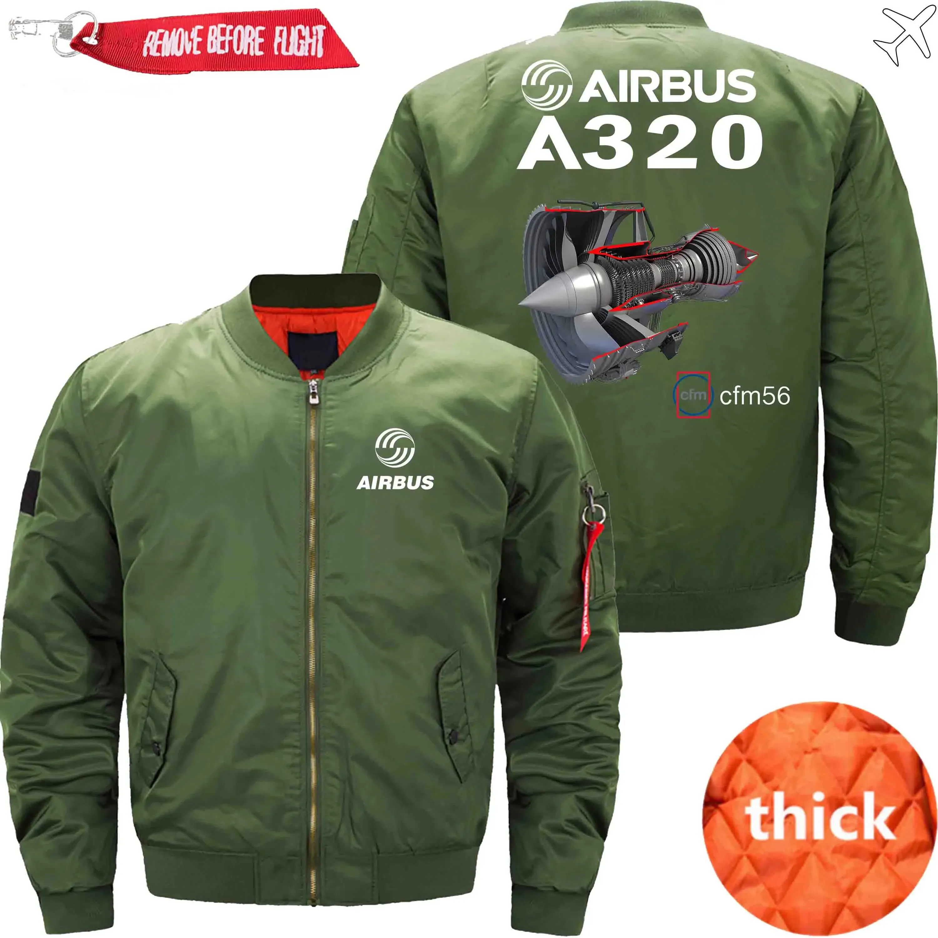 AIRBUS A320 CFM 56 TURBOFAN AIRCRAFT ENGINES BOMBER FLIGHT AVIATOR JACKET