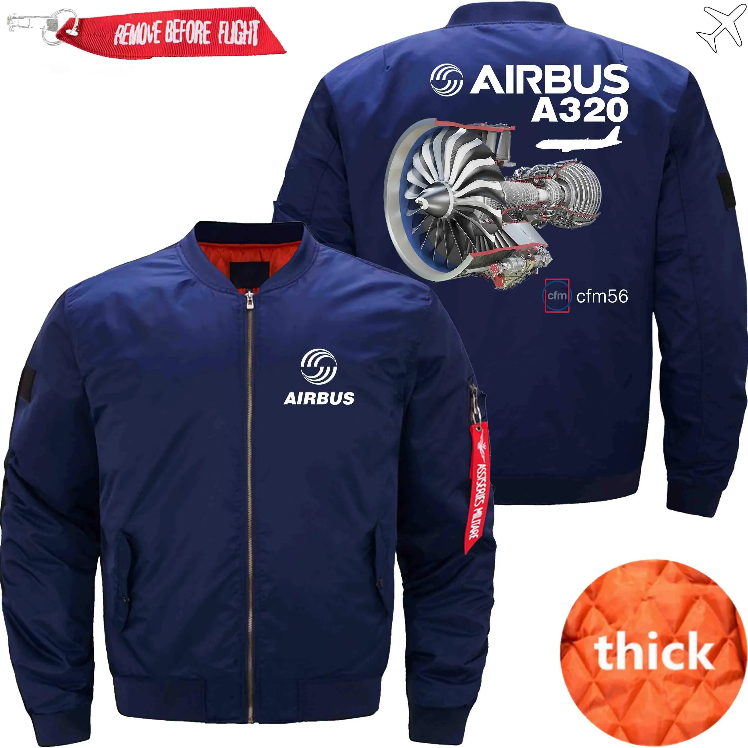 AIRBUS A320 CFM56 TURBOFAN AIRCRAFT ENGINES BOMBER FLIGHT AVIATOR JACKET