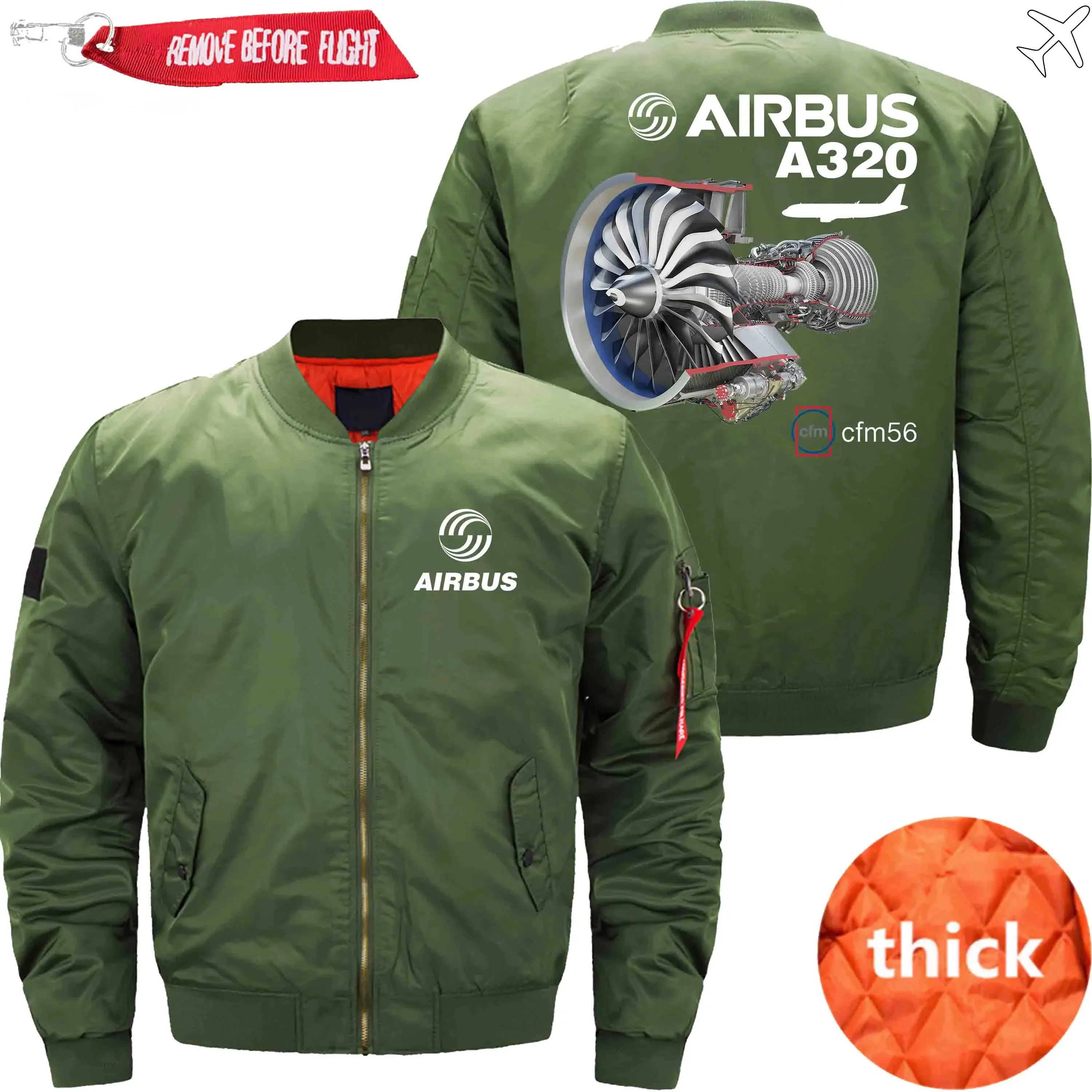 AIRBUS A320 CFM56 TURBOFAN AIRCRAFT ENGINES BOMBER FLIGHT AVIATOR JACKET