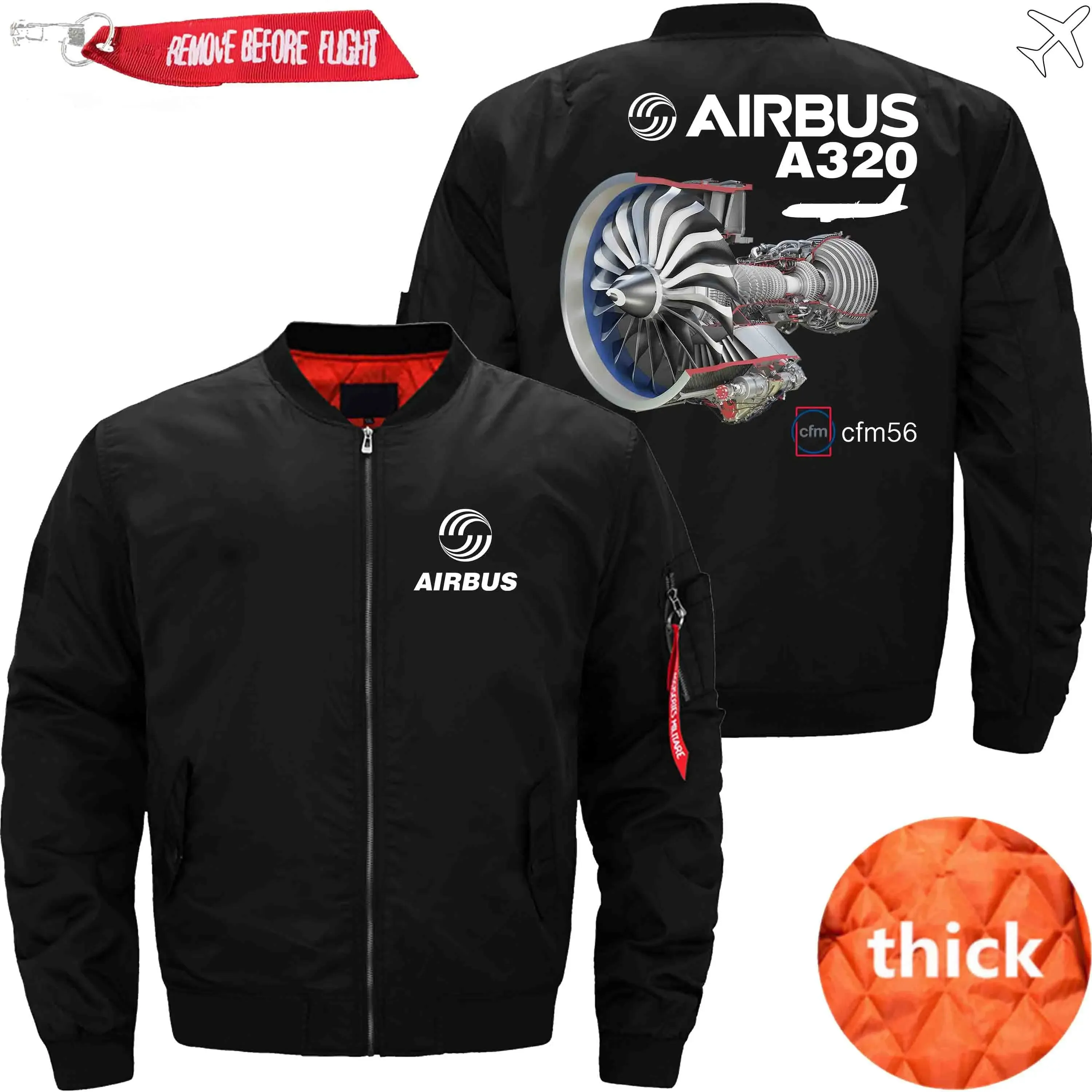 AIRBUS A320 CFM56 TURBOFAN AIRCRAFT ENGINES BOMBER FLIGHT AVIATOR JACKET