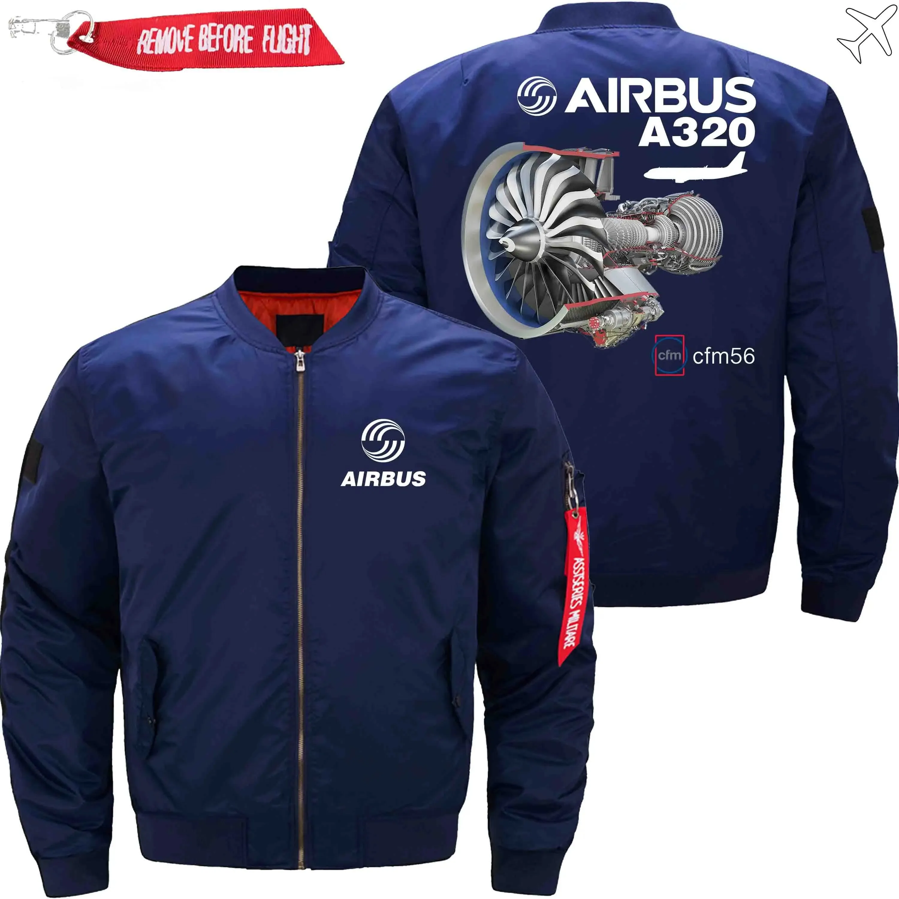 AIRBUS A320 CFM56 TURBOFAN AIRCRAFT ENGINES BOMBER FLIGHT AVIATOR JACKET