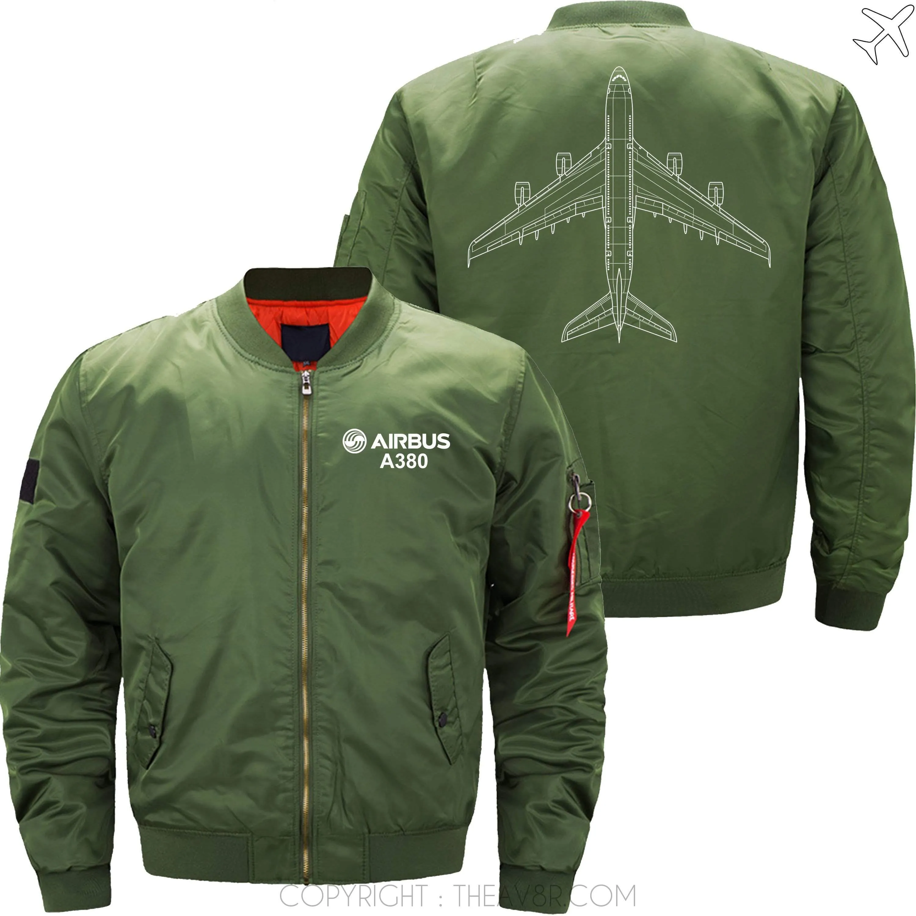 AIRBUS A380 DIAGRAM BOMBER FLIGHT AVIATOR JACKET