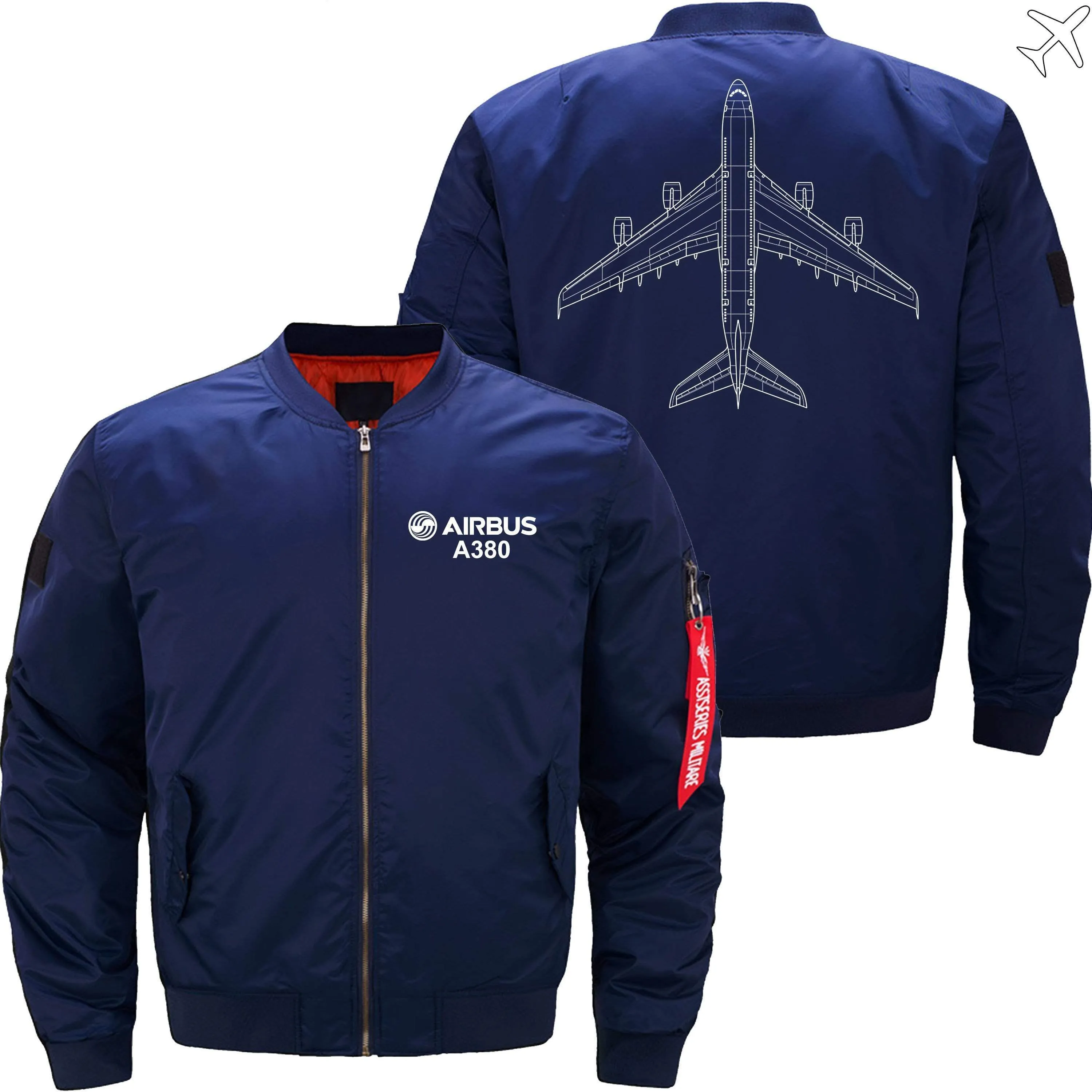 AIRBUS A380 DIAGRAM BOMBER FLIGHT AVIATOR JACKET