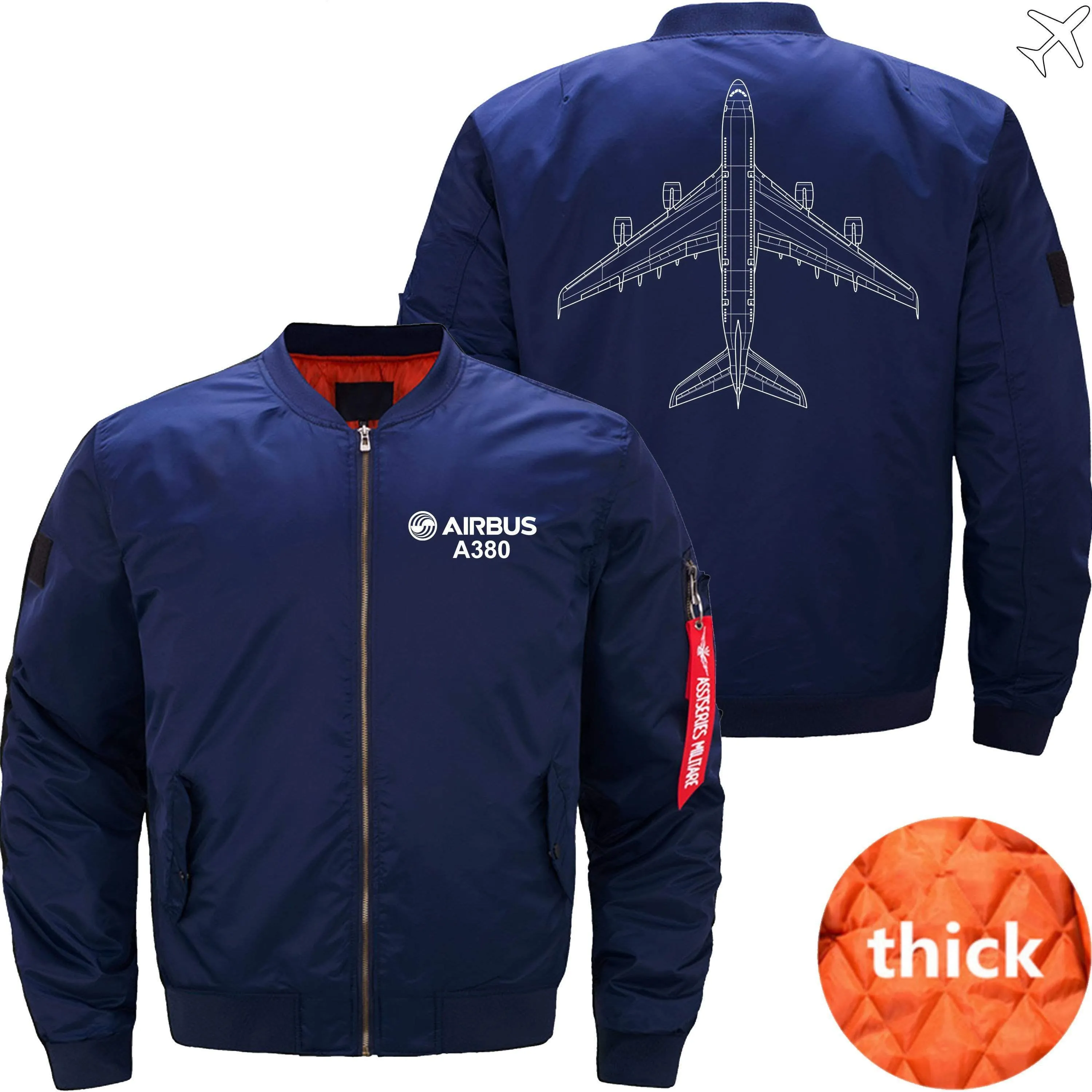 AIRBUS A380 DIAGRAM BOMBER FLIGHT AVIATOR JACKET