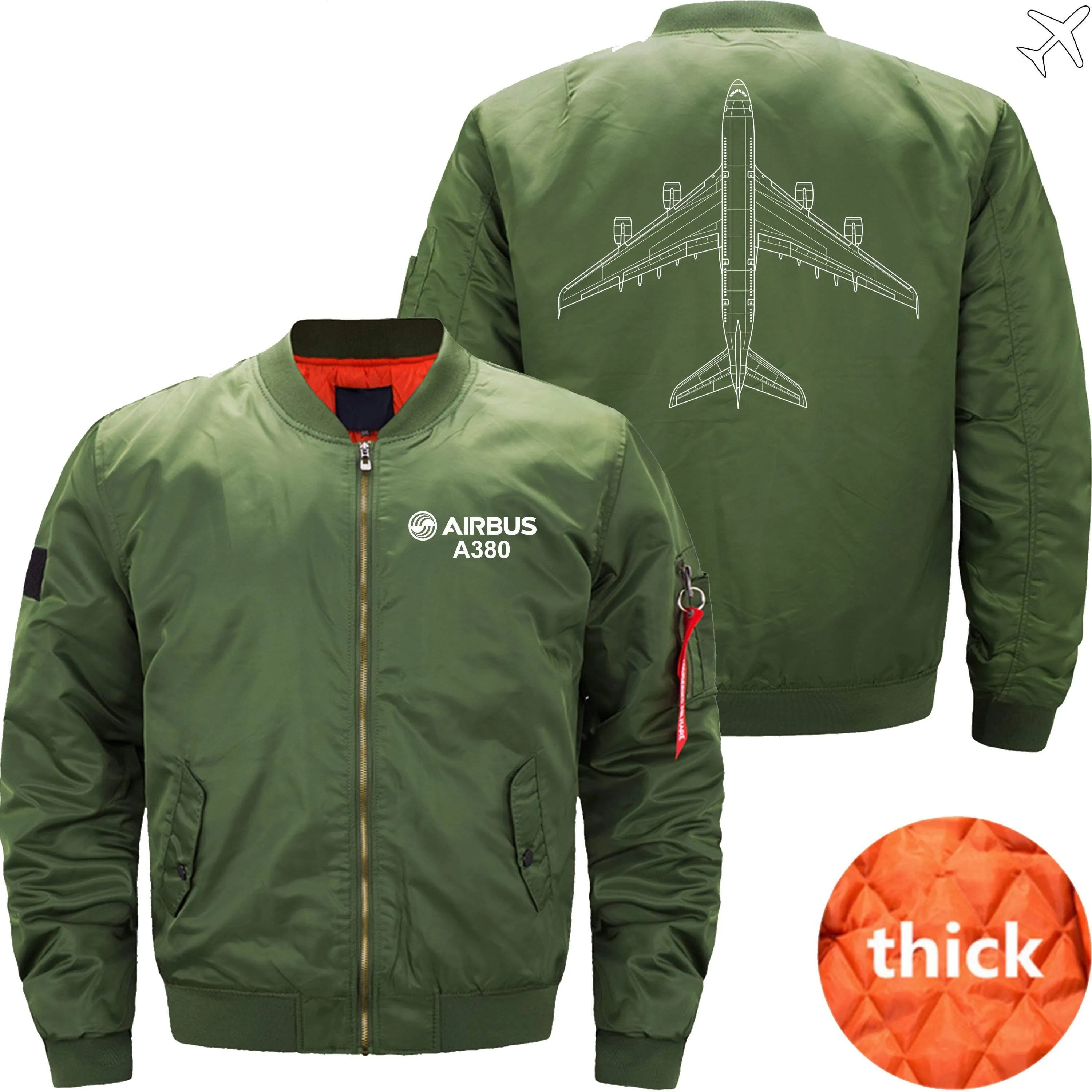 AIRBUS A380 DIAGRAM BOMBER FLIGHT AVIATOR JACKET
