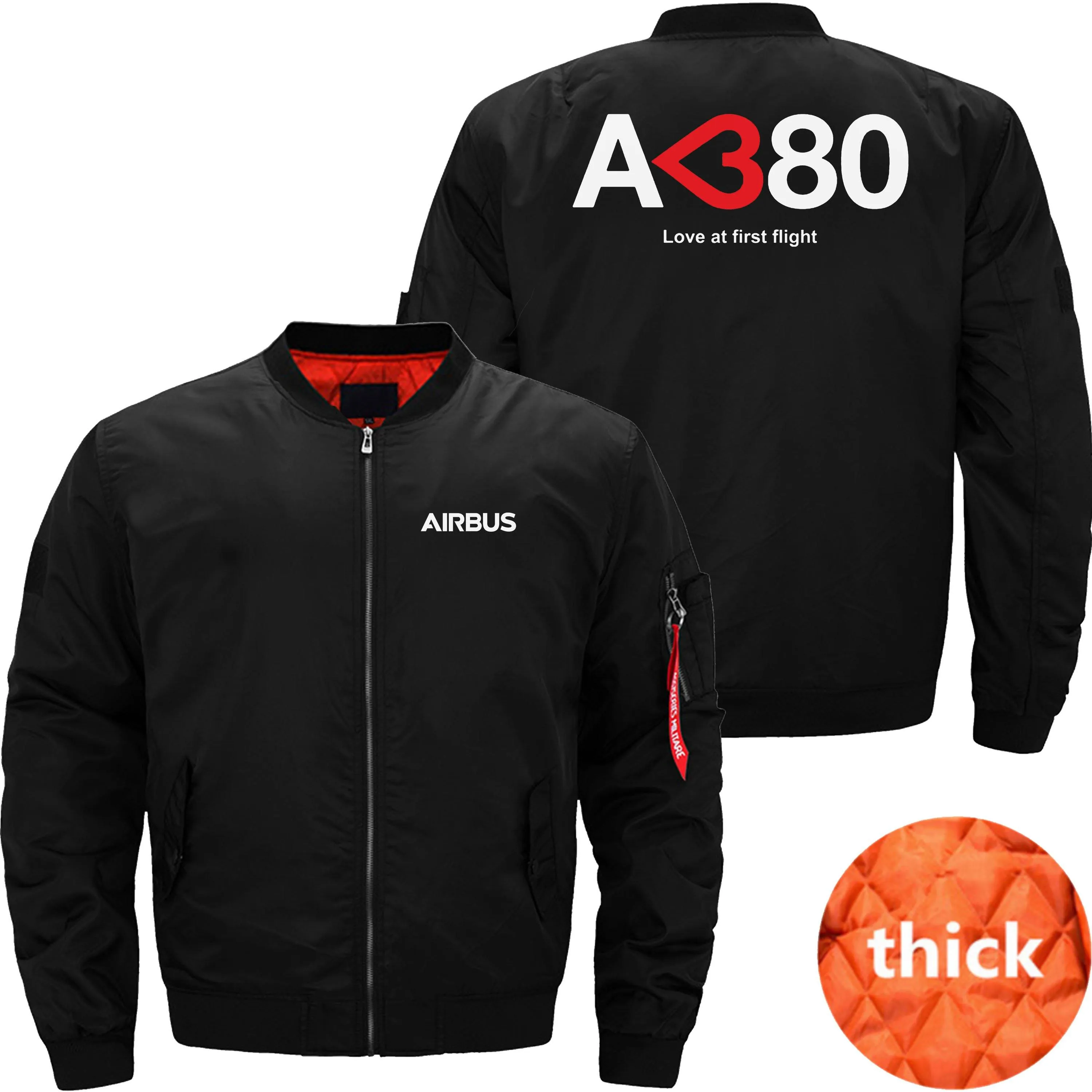 AIRBUS A380 LOVE AT FIRST FLIGHT BOMBER FLIGHT AVIATOR JACKET