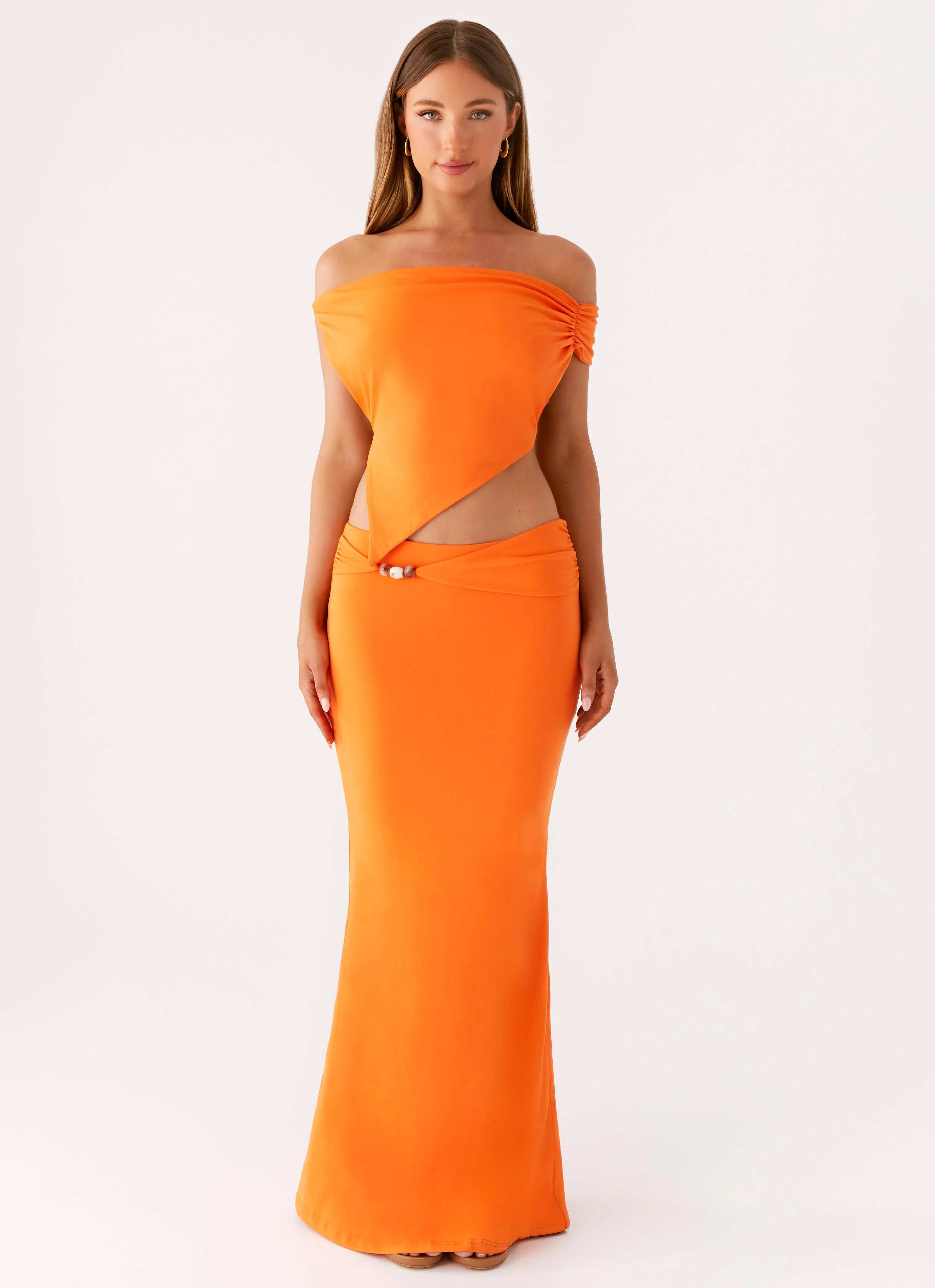 Kamara Off Shoulder Top - Orange PocketDetails Versatile Design