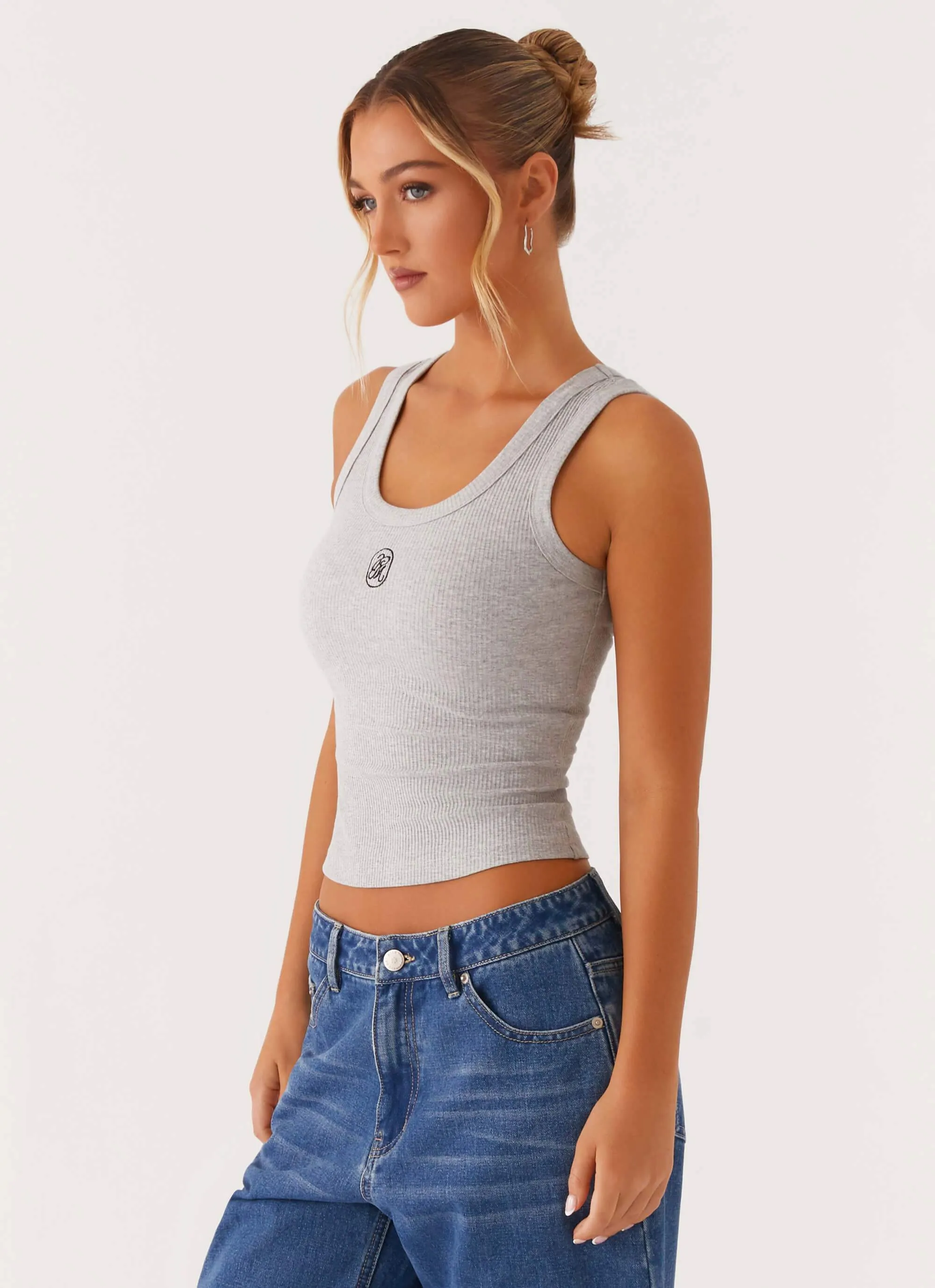 NonChafe Tag Placement Signature Tank Top - Light Grey Marle