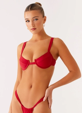 Airlie Balconette Bikini Top - Deep Red Flexible Boning Structure