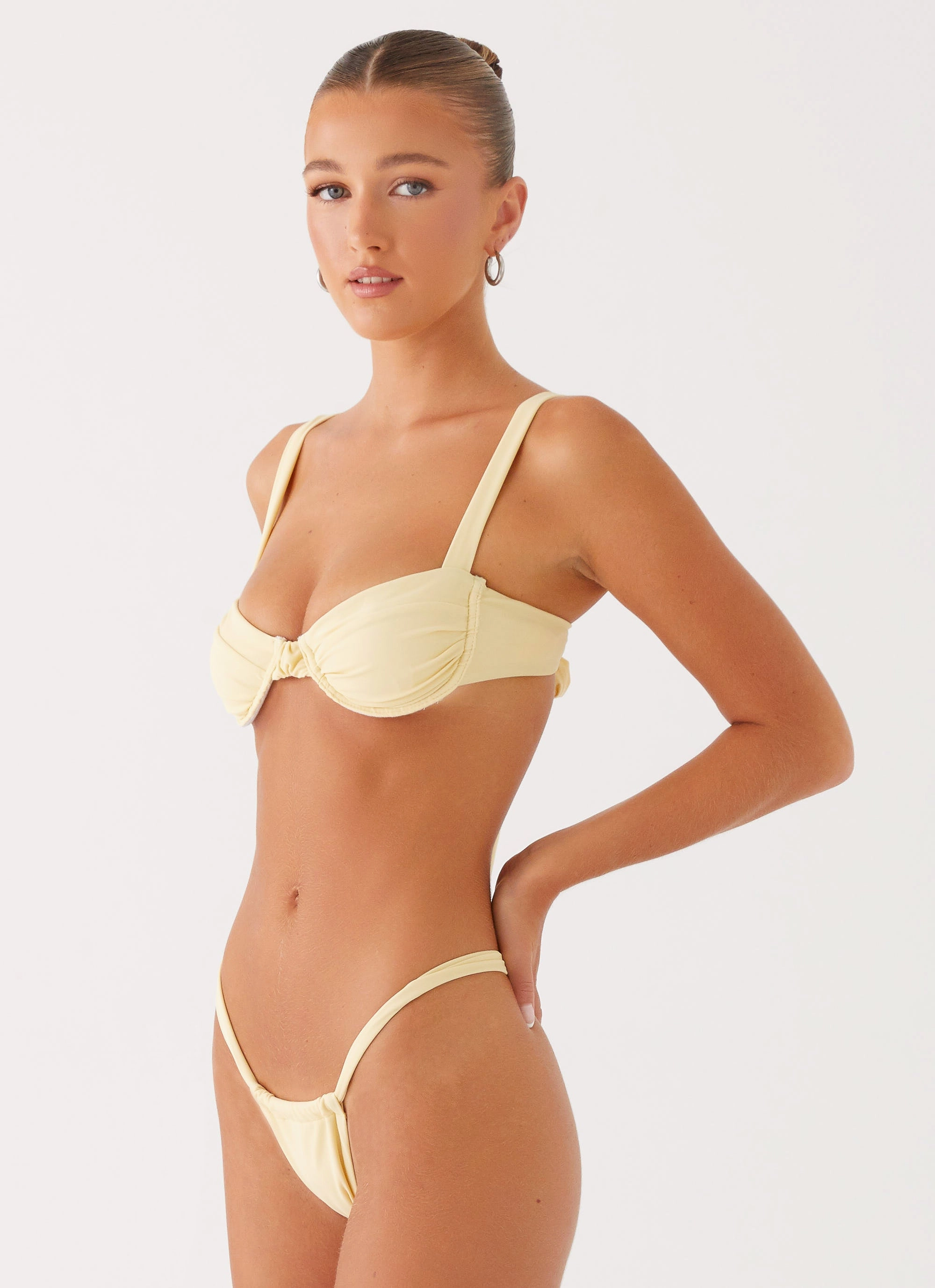 Airlie Scrunch Bikini Bottoms - Yellow Drag Resistant Texture