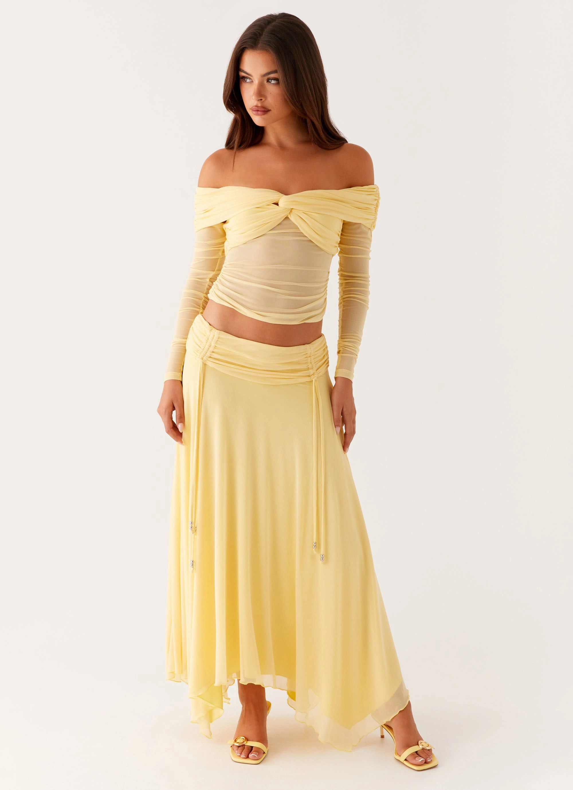 Gathered waist Kirrabilli Midi Skirt - Yellow