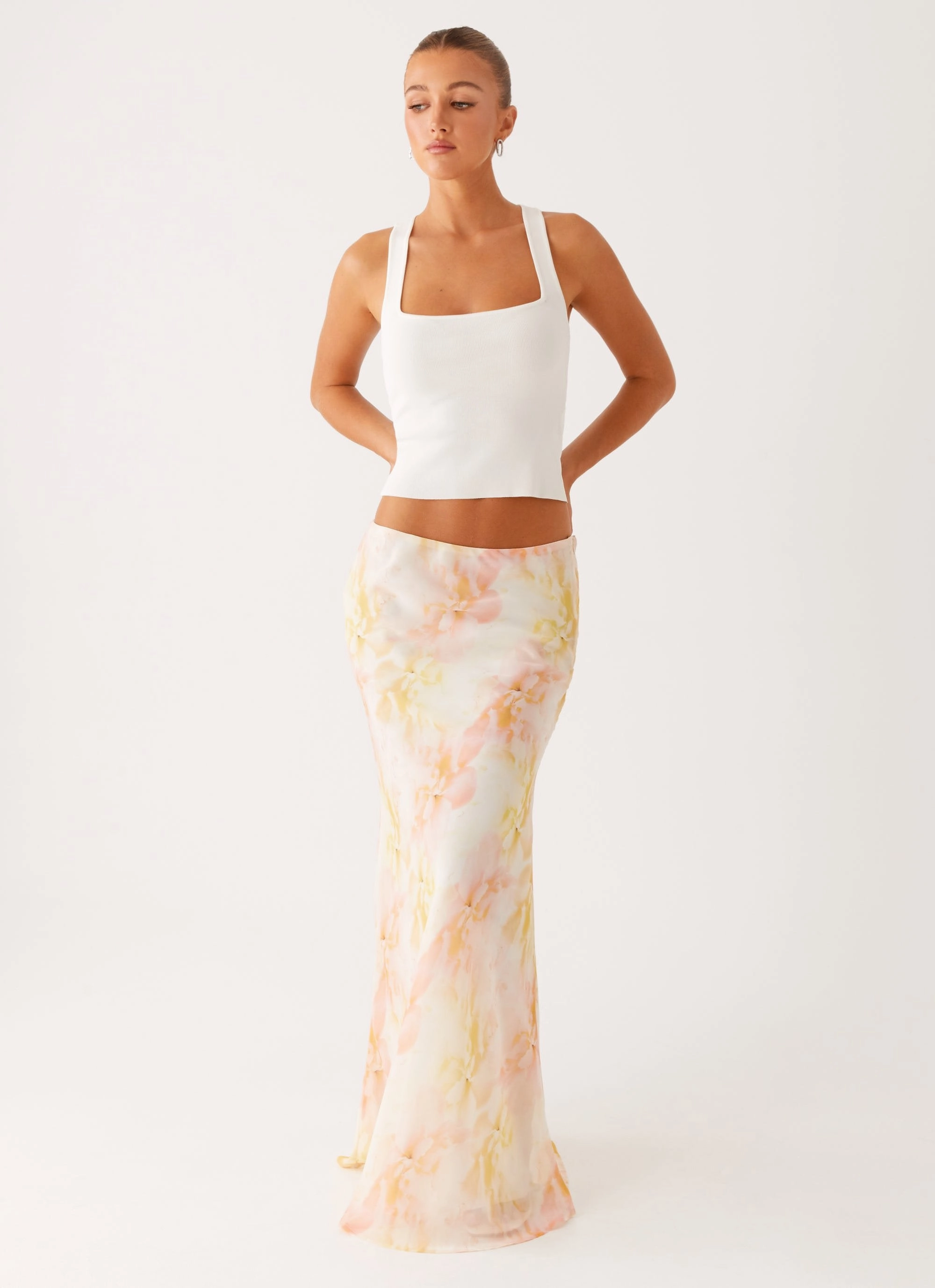 Harlow Chiffon Maxi Skirt - Floral Print Season To Season natural fiber
