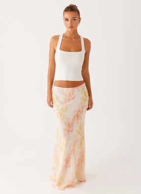 Harlow Chiffon Maxi Skirt - Floral Print Global Inspiration