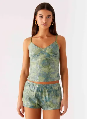 Ajean Sequin Cami Top - Lime Blood Soft Touch Blend