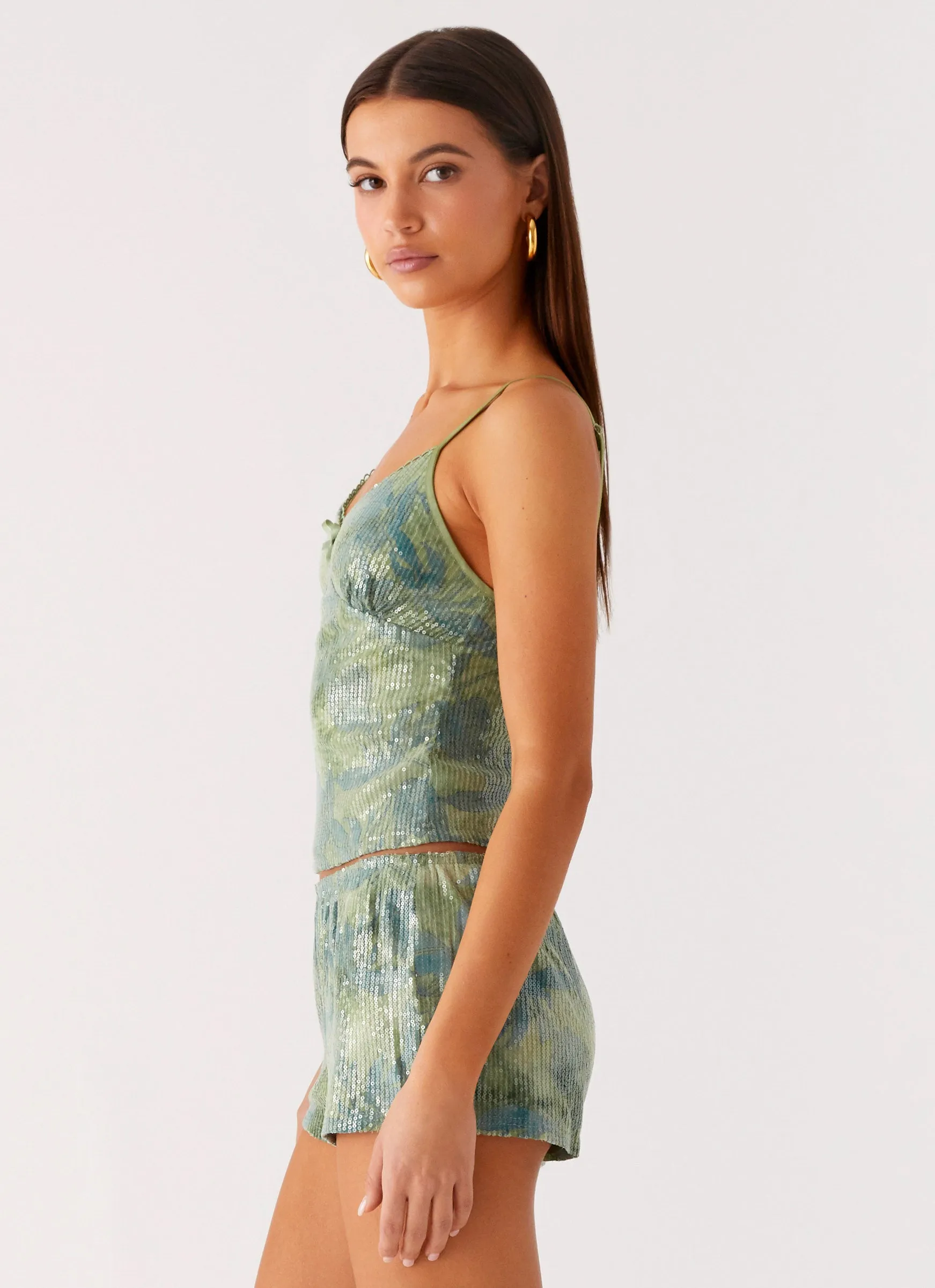 WaterRepellent Coating Ajean Sequin Cami Top - Lime Blood