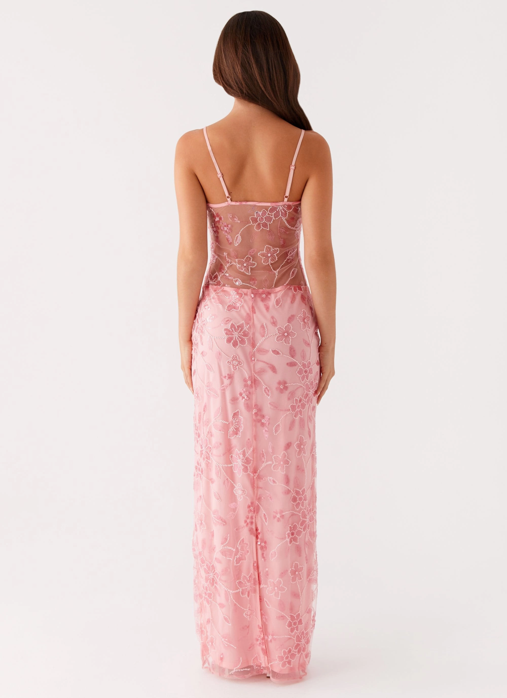 Guest Glam Akira Beaded Maxi Dress - Pink Orange
